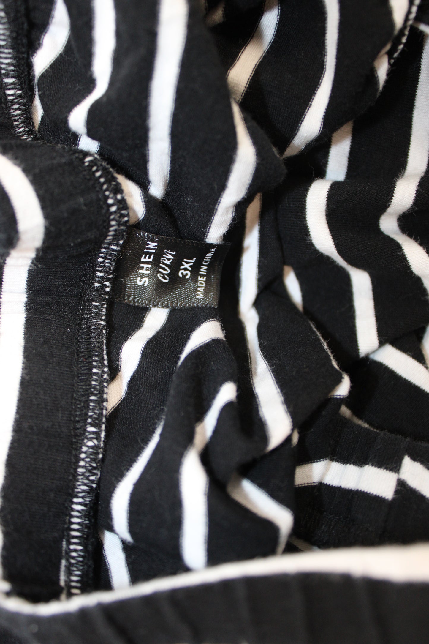 SHIEN Curve Striped Drawstring Skirt, Black/White, Women’s XXXL