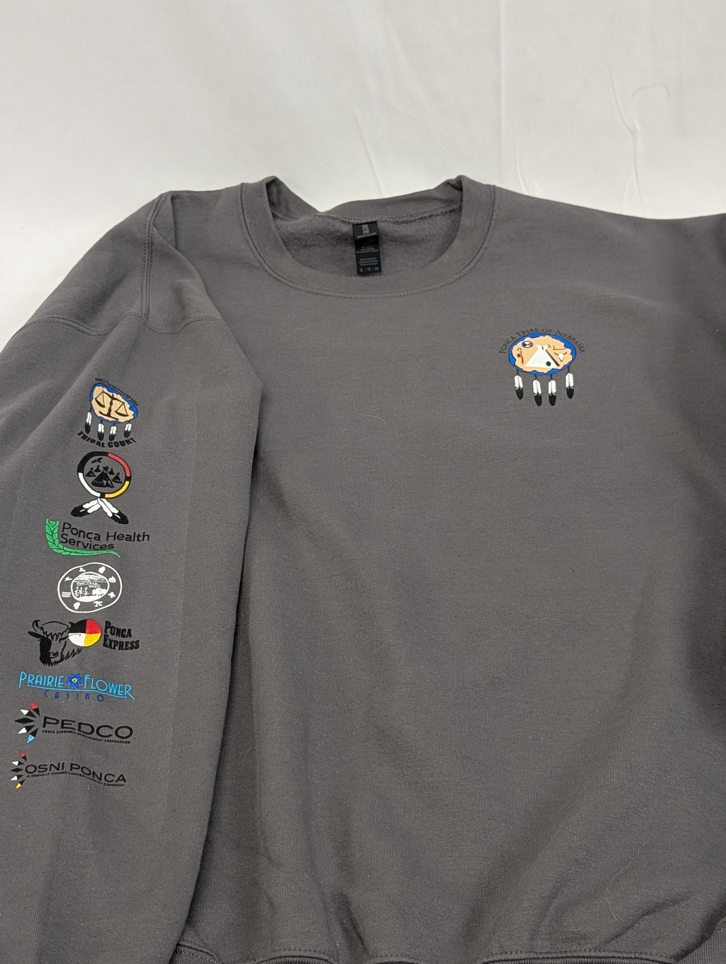 Ponca Tribe of Nebraska partner network logo crew neck sweatshirt