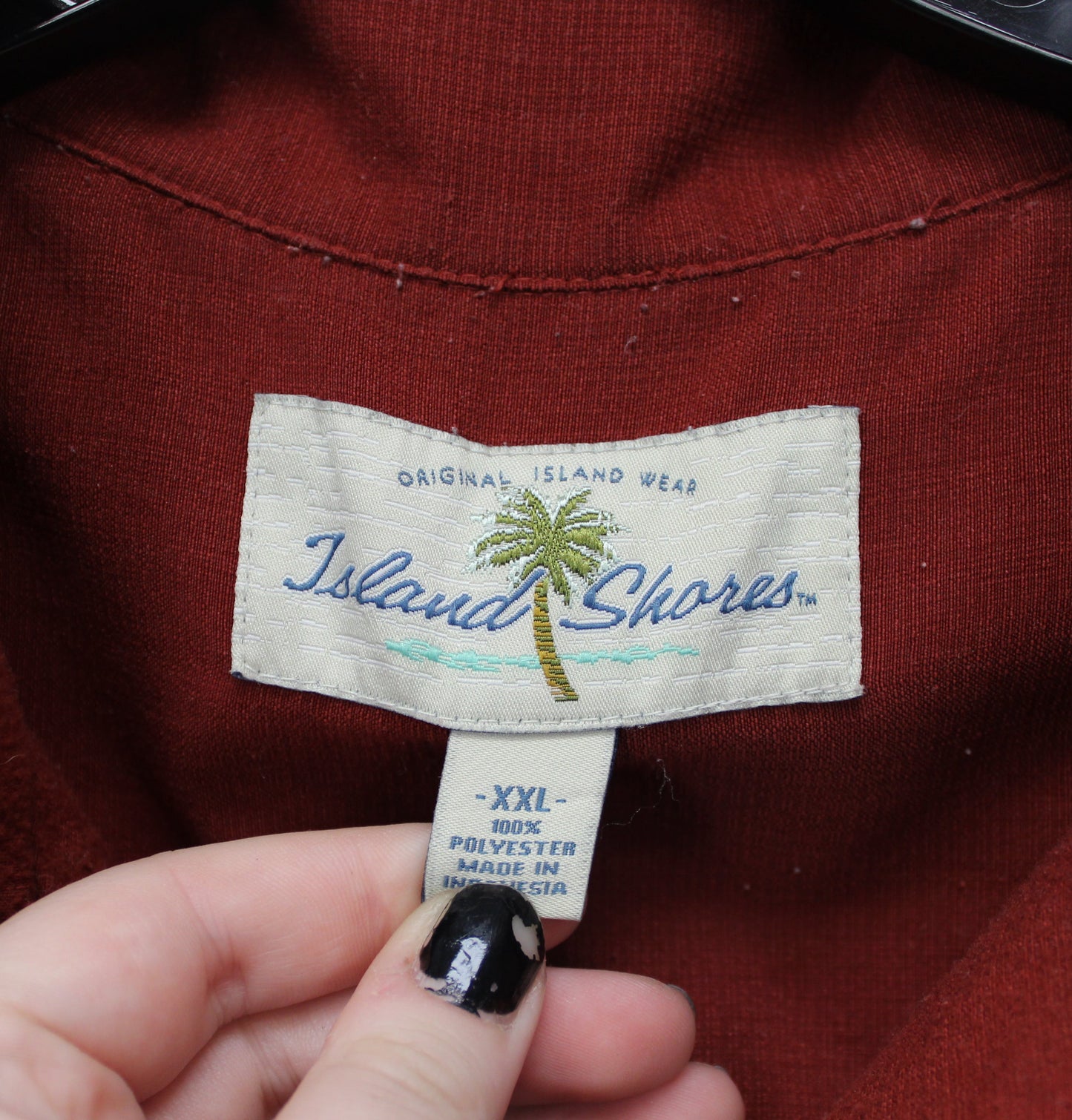Island Shores Button Up Polo, Red/White, Men’s XXL