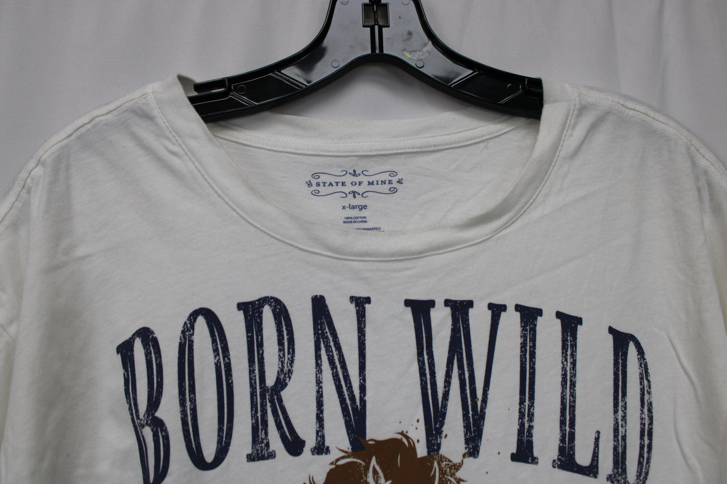 State of Mine Born Wild T-Shirt, White, Men’s XL