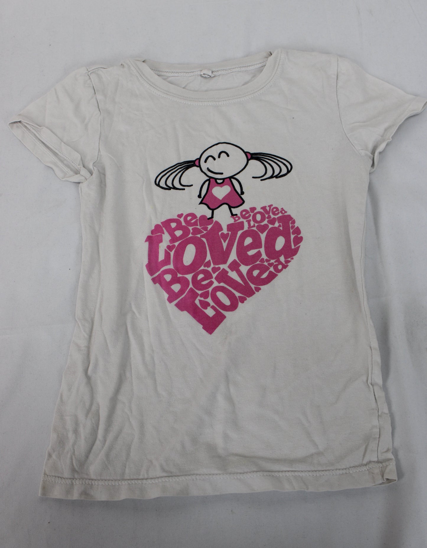 Be Loved Short Sleeve T-Shirt, White, Girls S