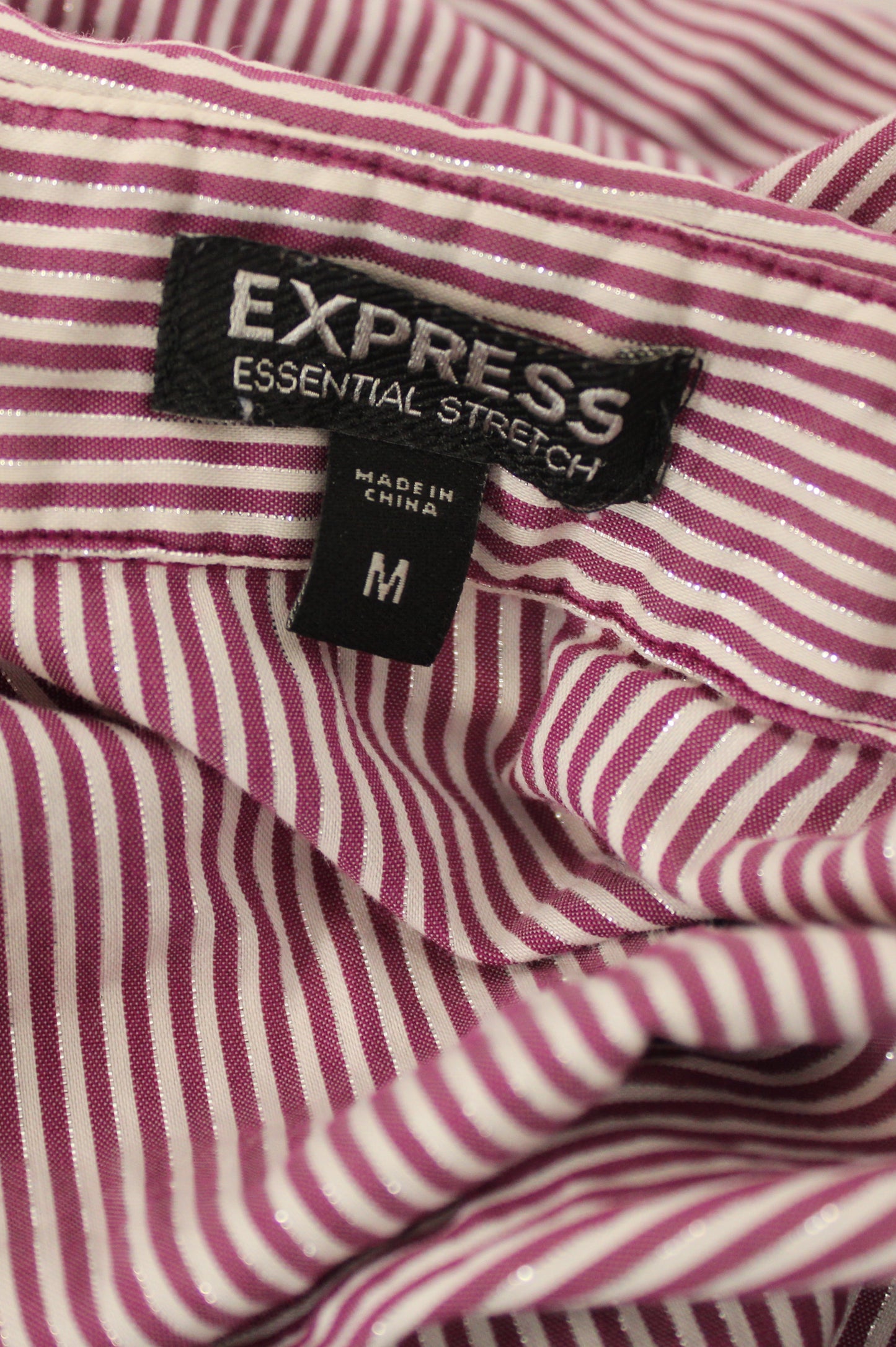 Express Essential Stretch Short Sleeve Striped Blouse, Women’s M