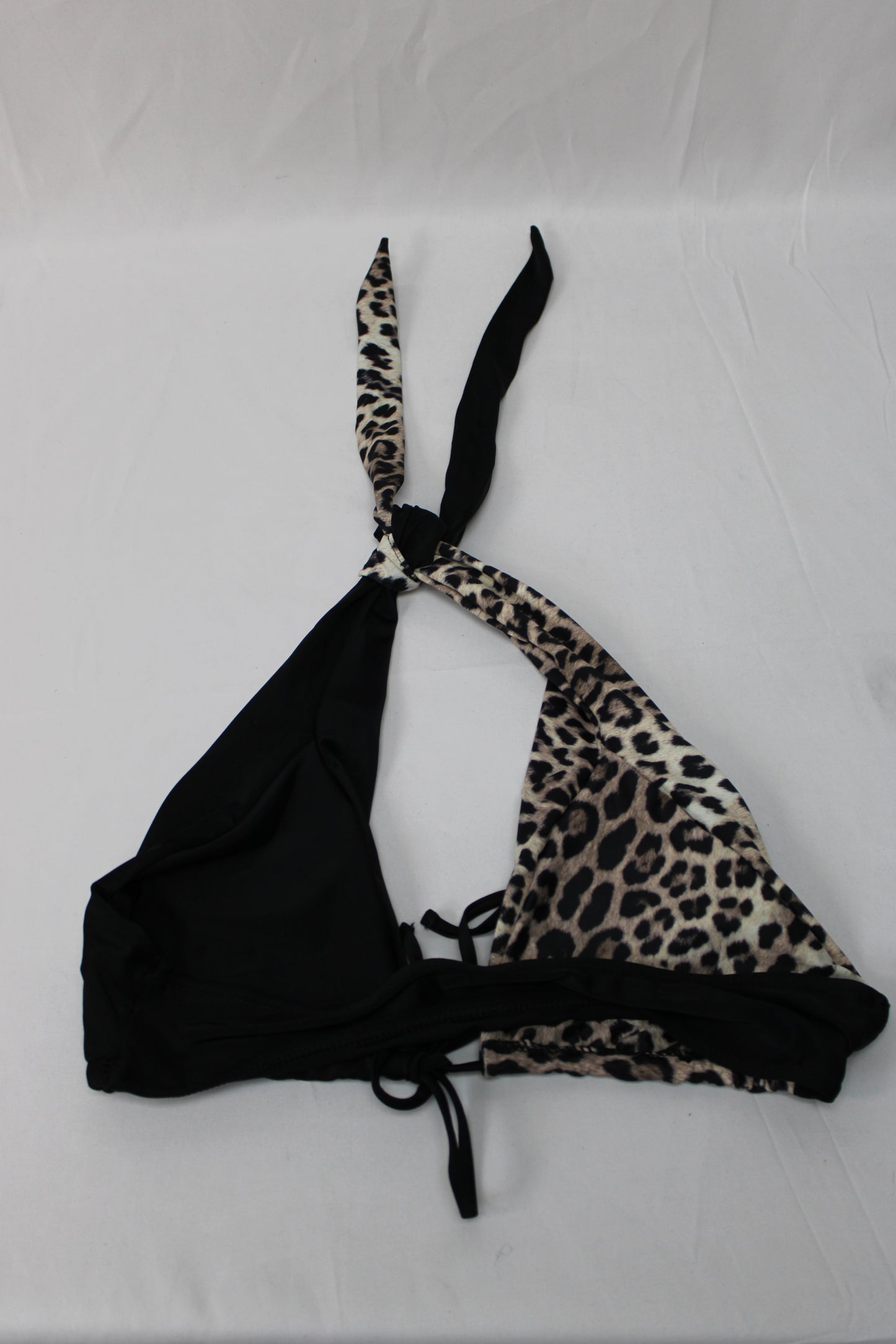 Cheetah Print Tie Front Swimsuit Top, Cheetah/Black, Women’s Large