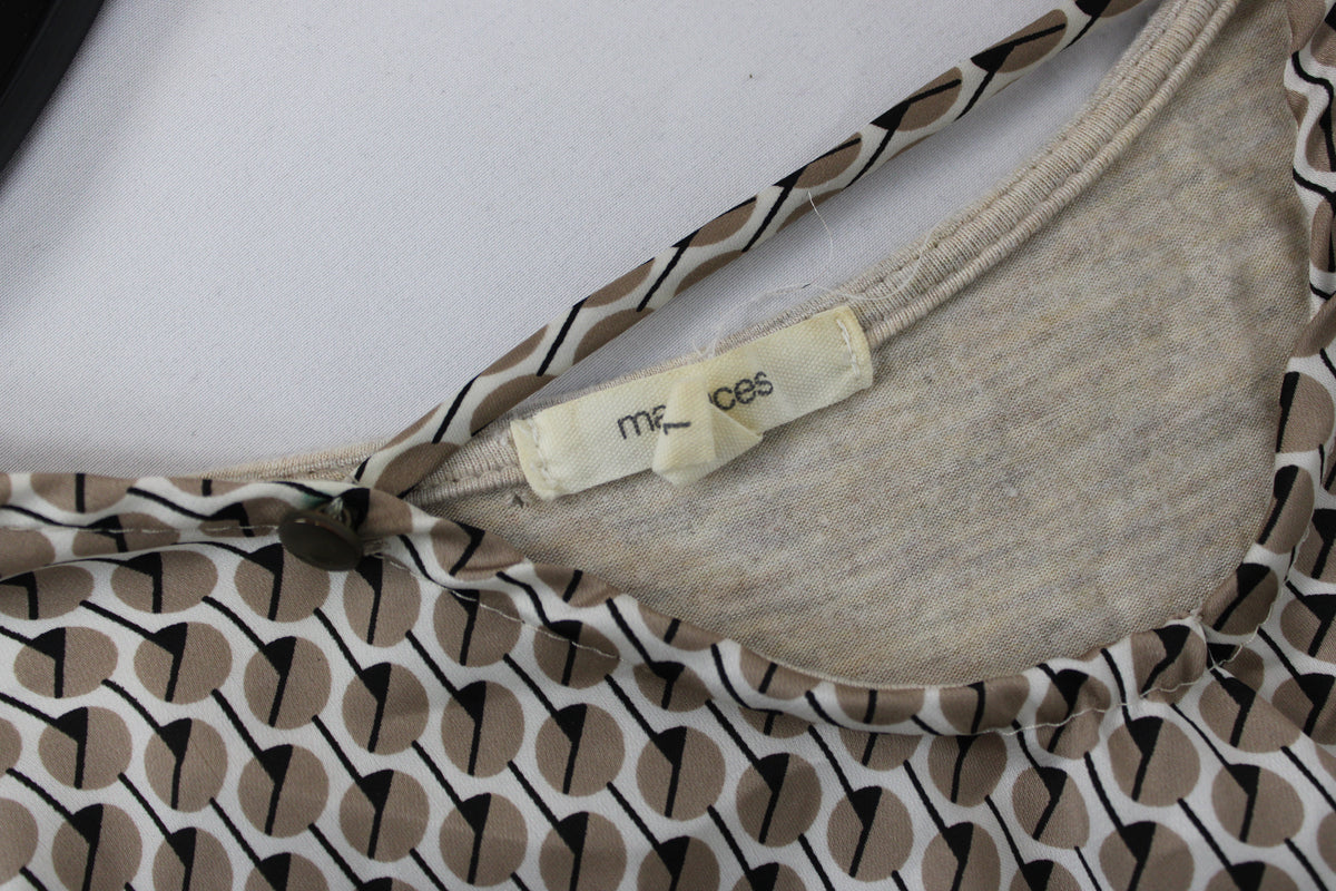 Maurices Patterned Short Sleeve Shirt, Beige, Women’s L
