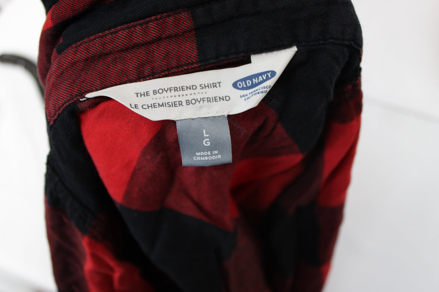 Old Navy The Boyfriend Shirt, Red/Black, Women’s L