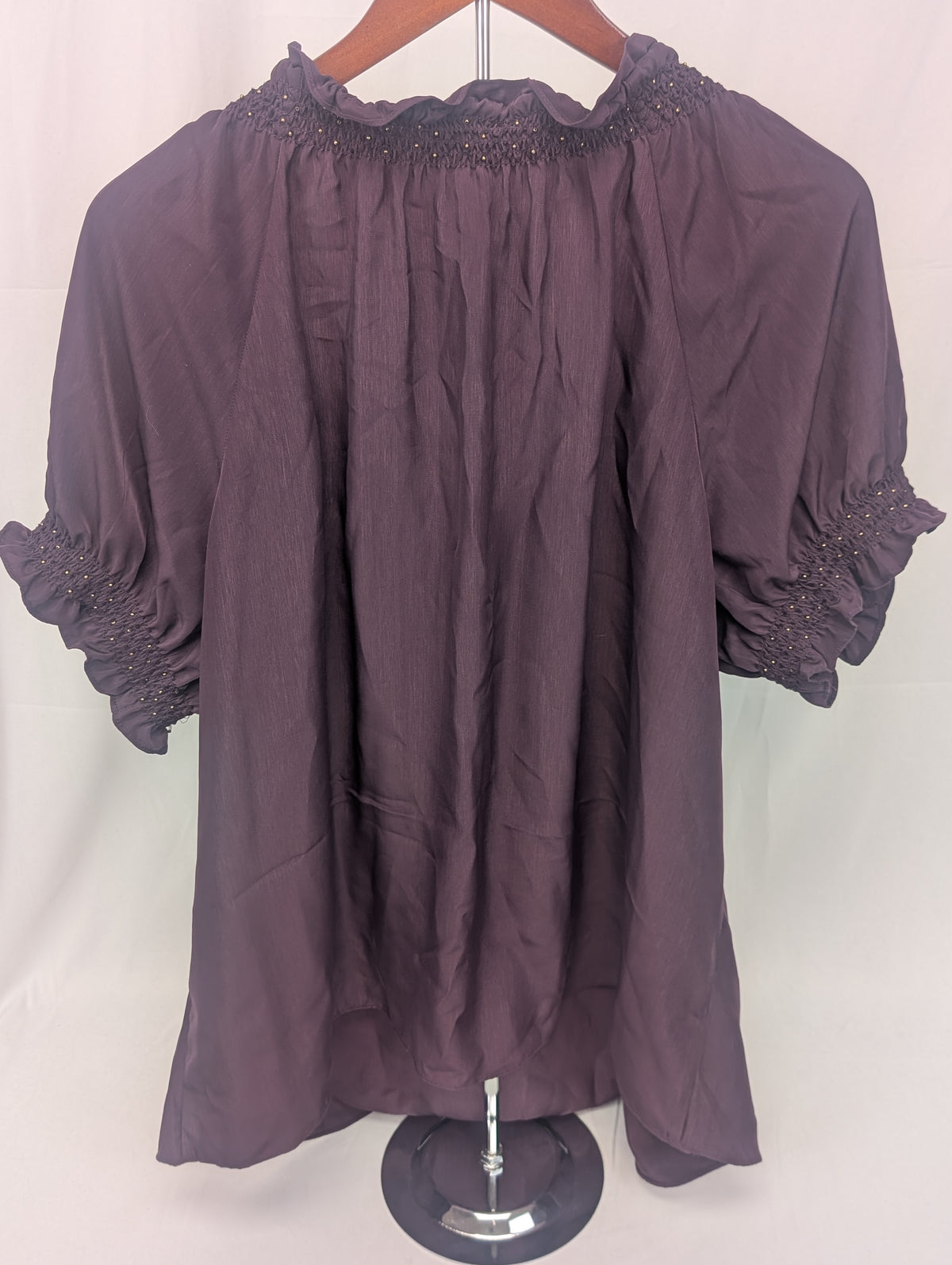CJ Banks v-neck silk flowy blouse, eggplant, Women's XL