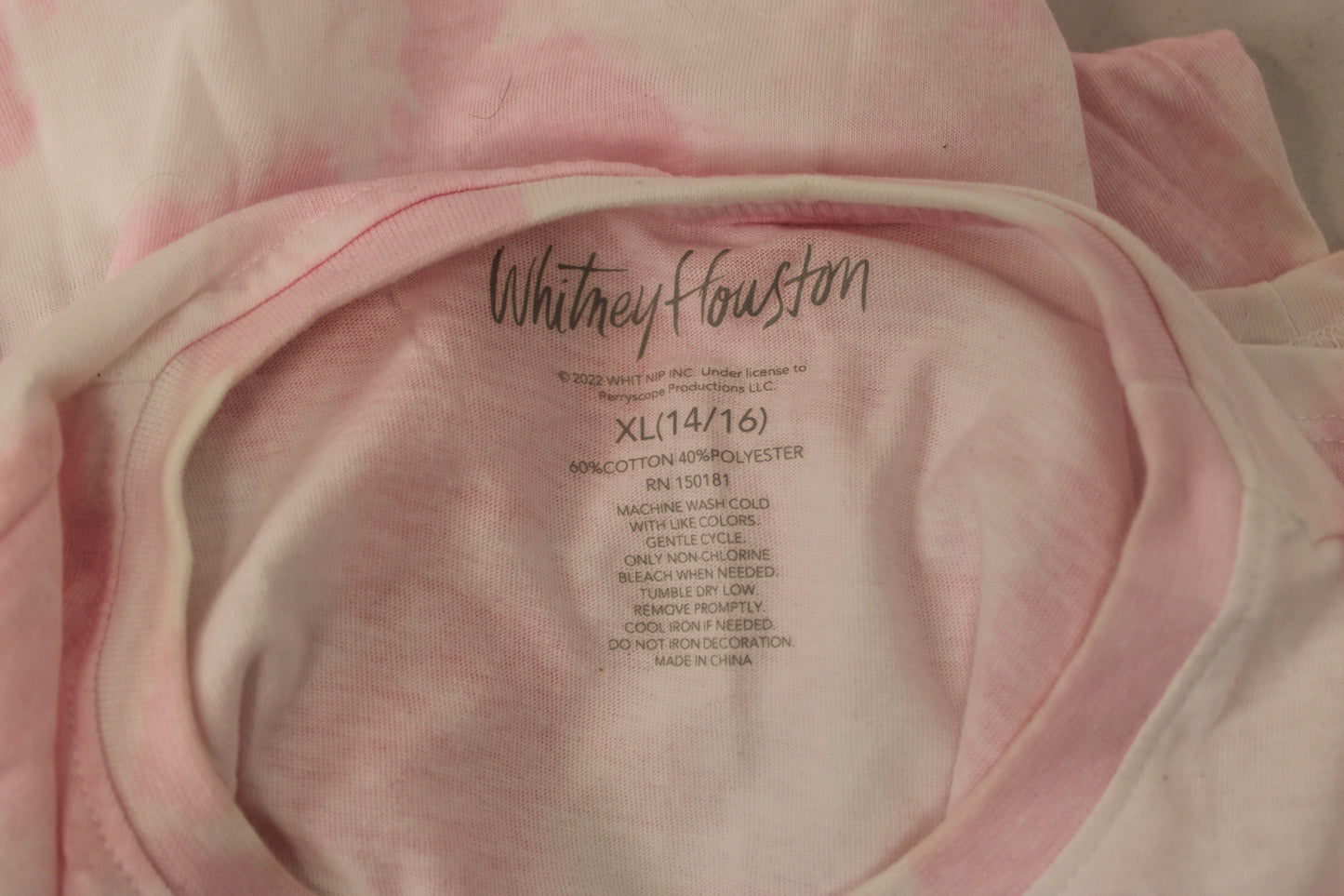 Whitney Houston Tie Dye Cropped Top, Pink, Women’s XL