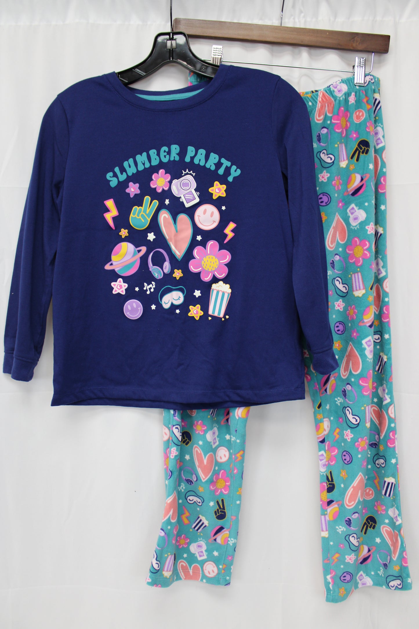 Wonder Nation Slumber Party Pajama Set, Blue, Youth L