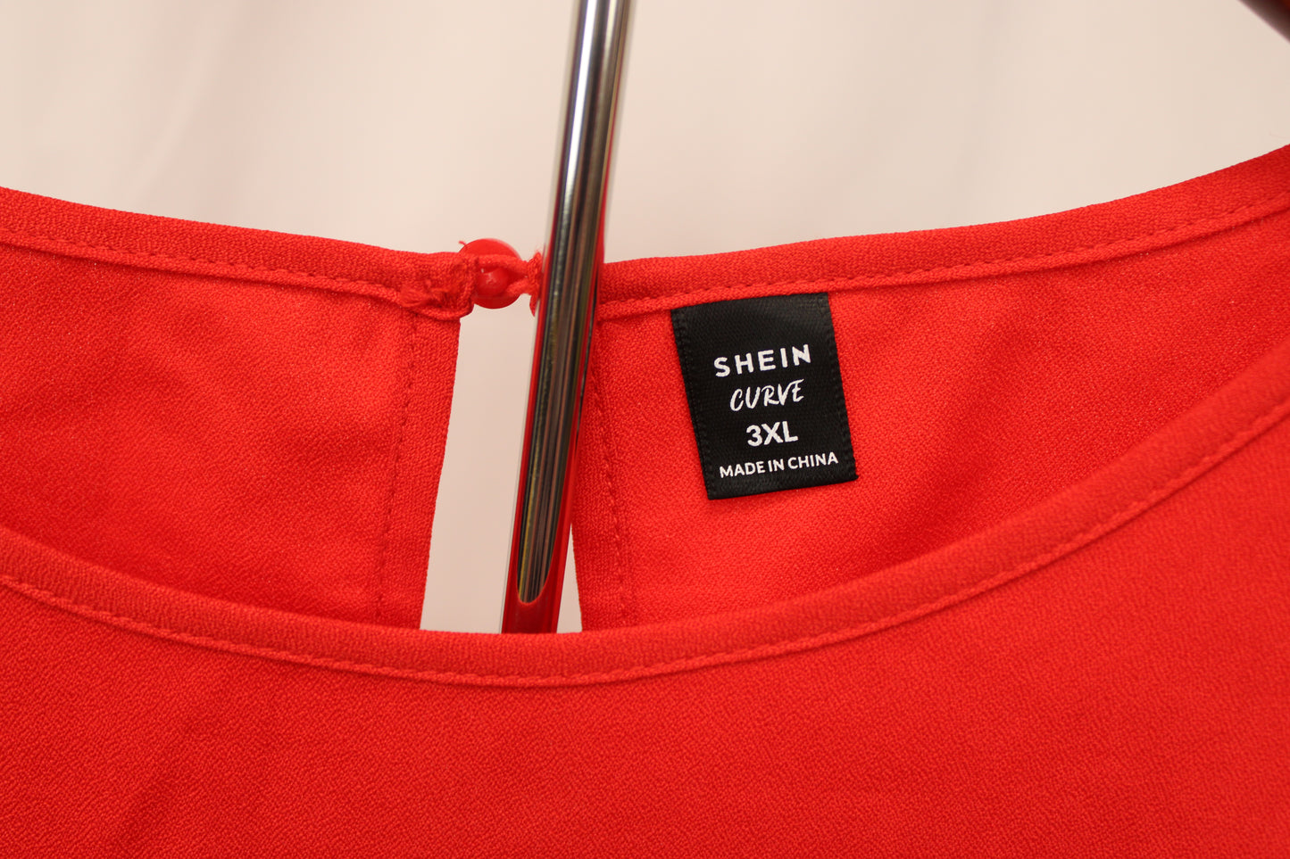 SHIEN Curve Short Sleeve Blouse, Red, Women’s XXXL