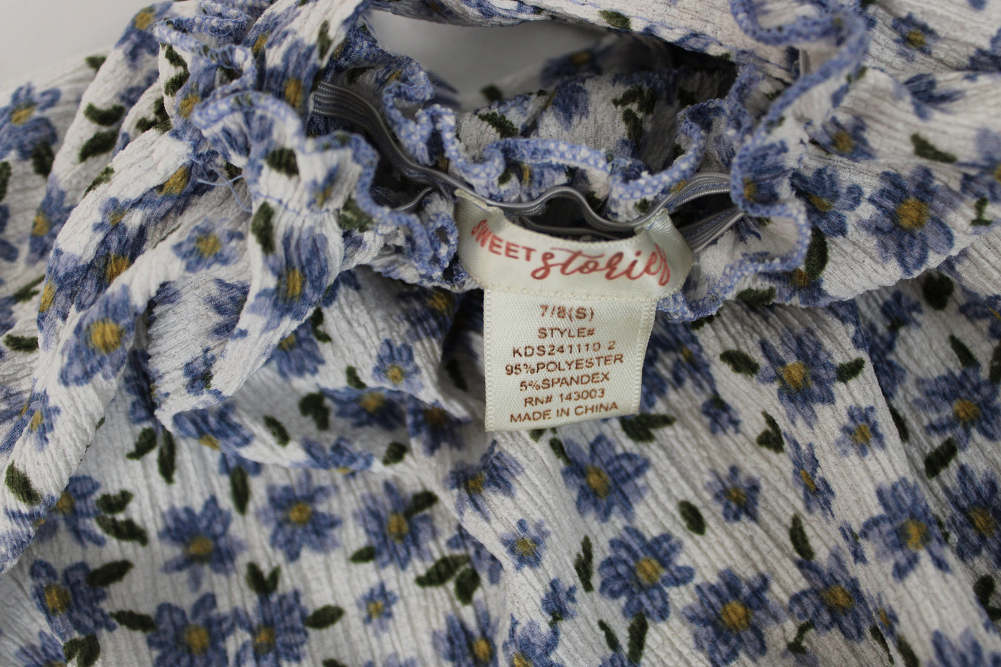 Sweet Stories Floral Blouse, Blue/White, Youth S (7/8)