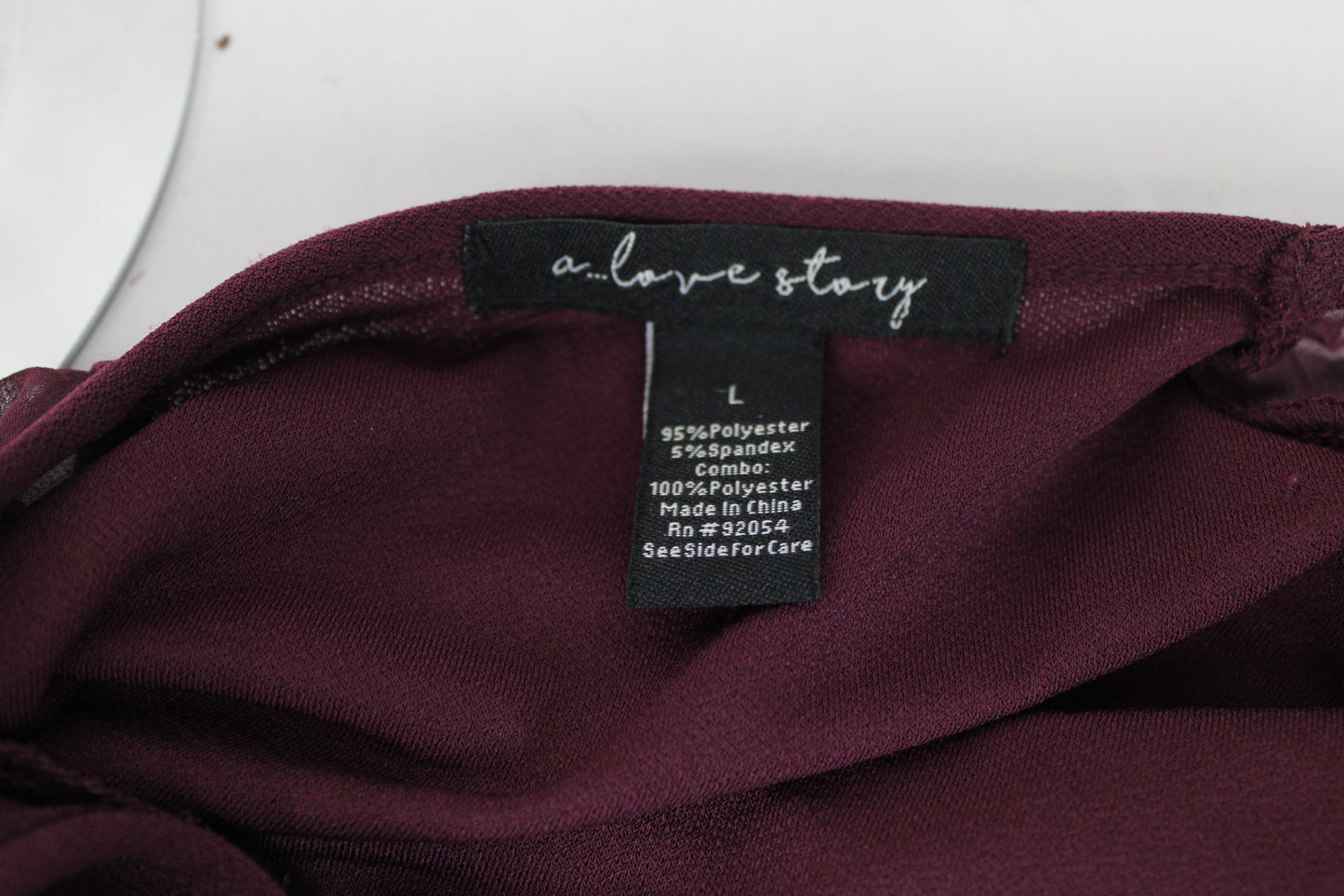 A love Story Sheer Burgundy Blouse, Women’s L