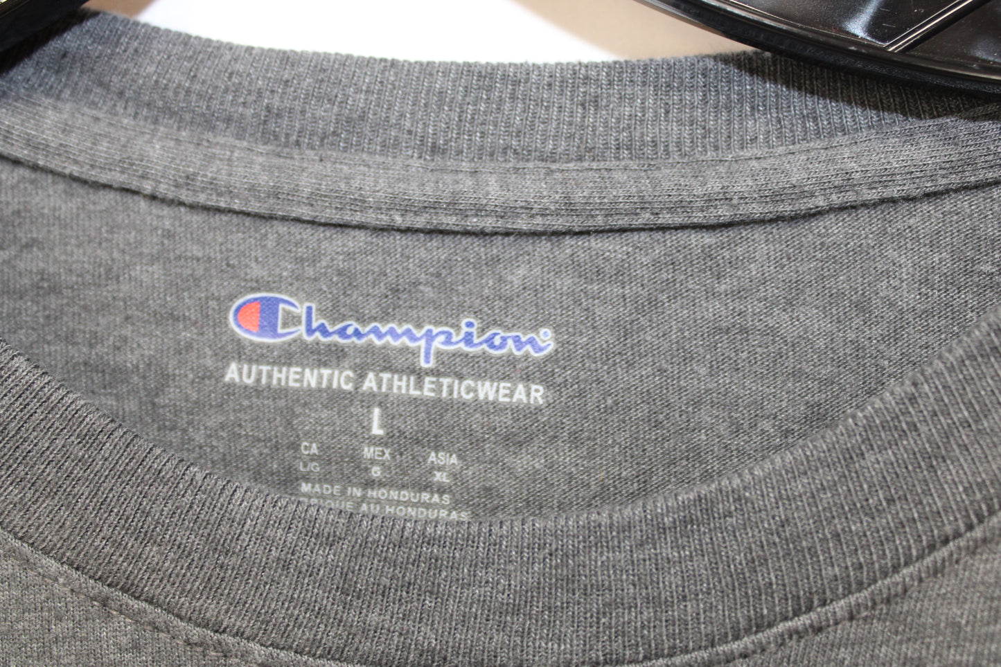 Champion Long Sleeve T-Shirt, Gray, Men’s L