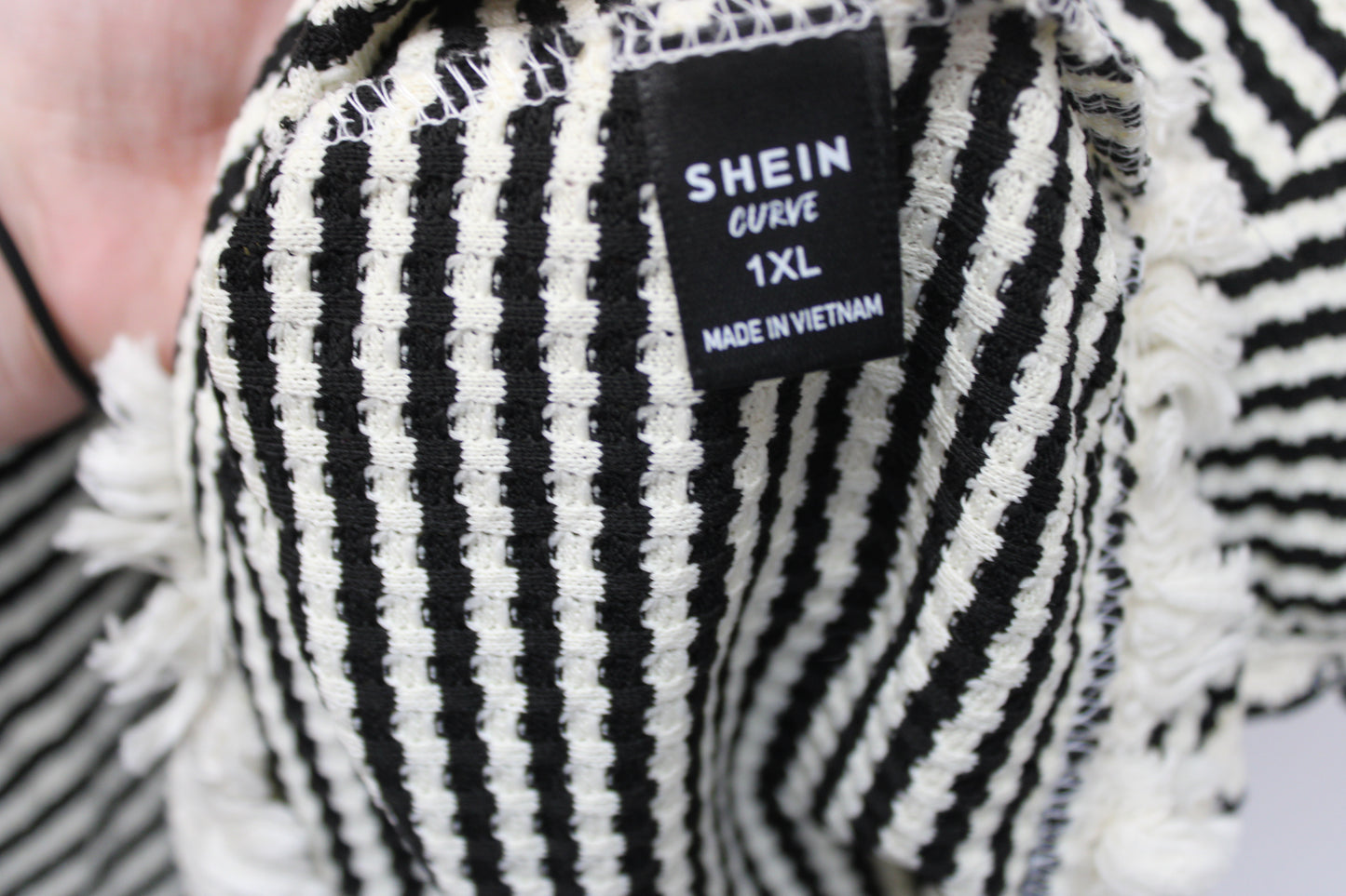 SHIEN Short Sleeve Striped Cropped Top, Black/White, Women’s XL