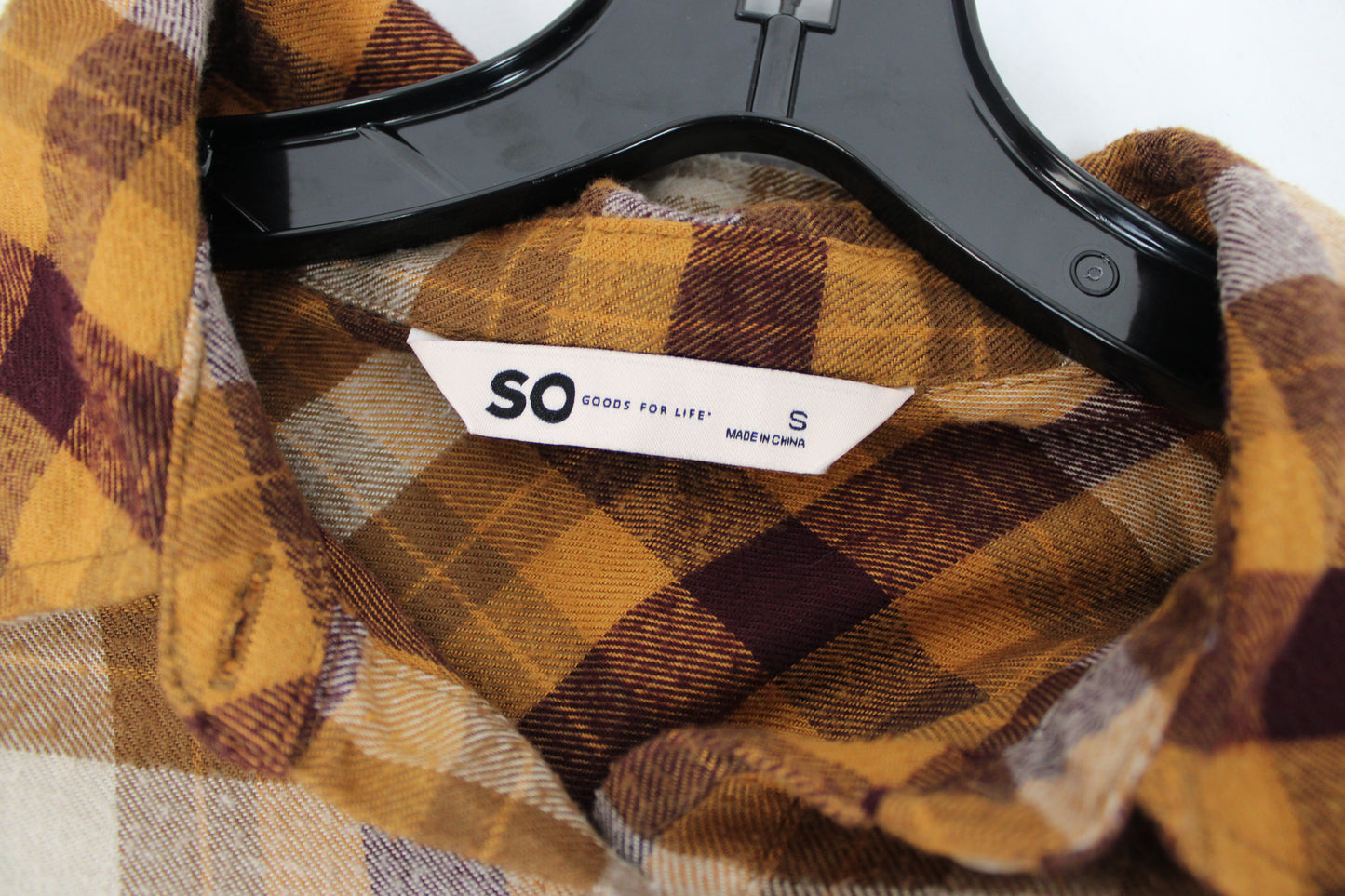 SO Long Sleeve Flannel, Orange/Brown, Women’s S