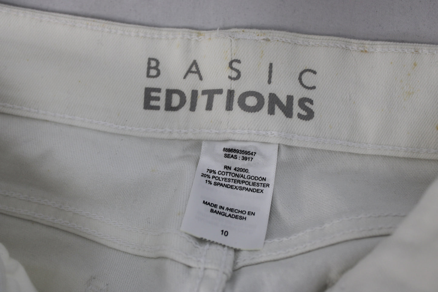 Basic Editions Straight Leg Pants, White, Women’s 10