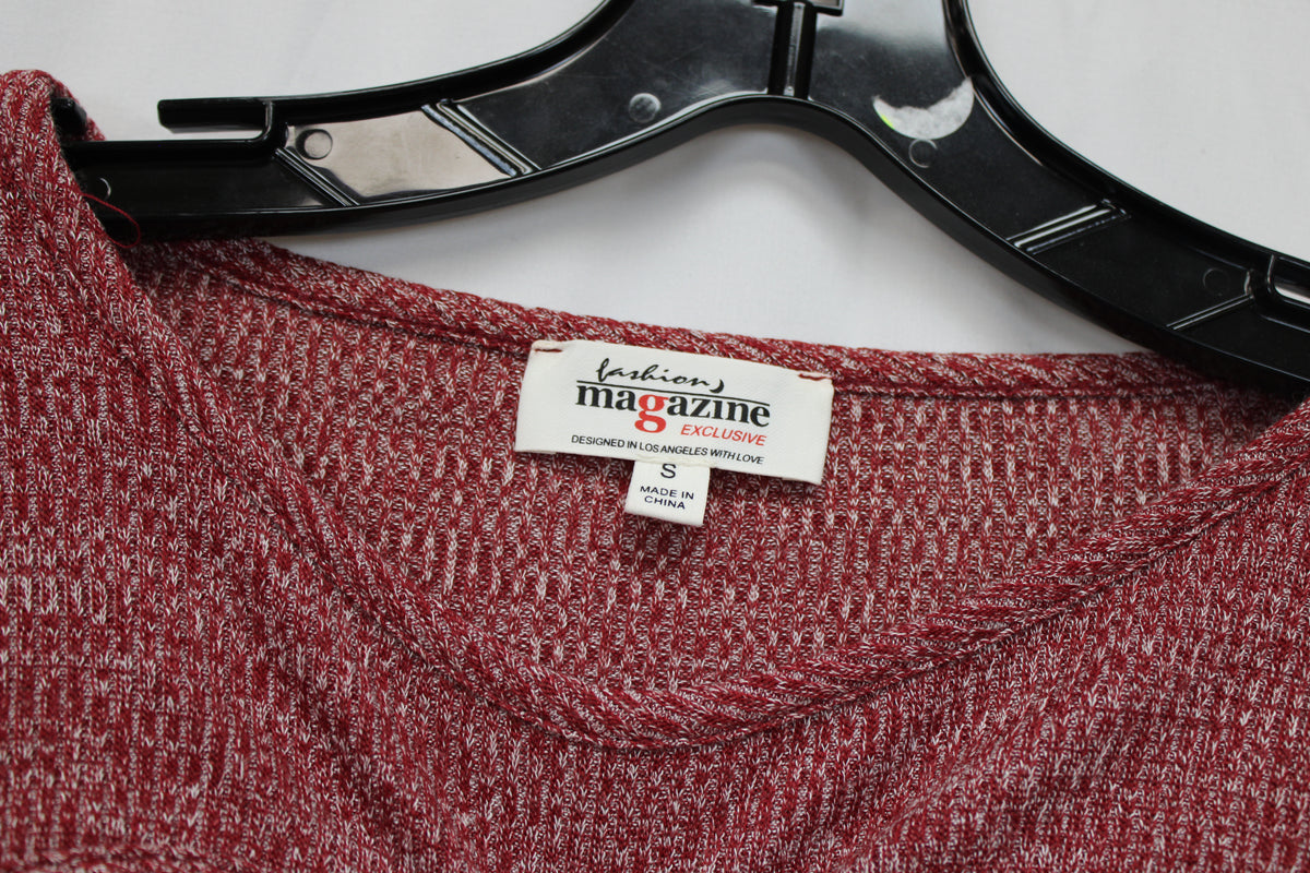 Fashion Magazine Exclusive Long Sleeve Cutout Top, Red, S