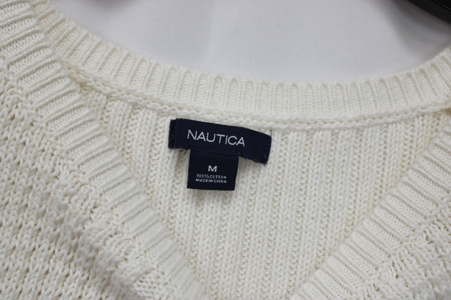 Nautica Long Sleeve Knit Sweater Dress, White, Women’s M
