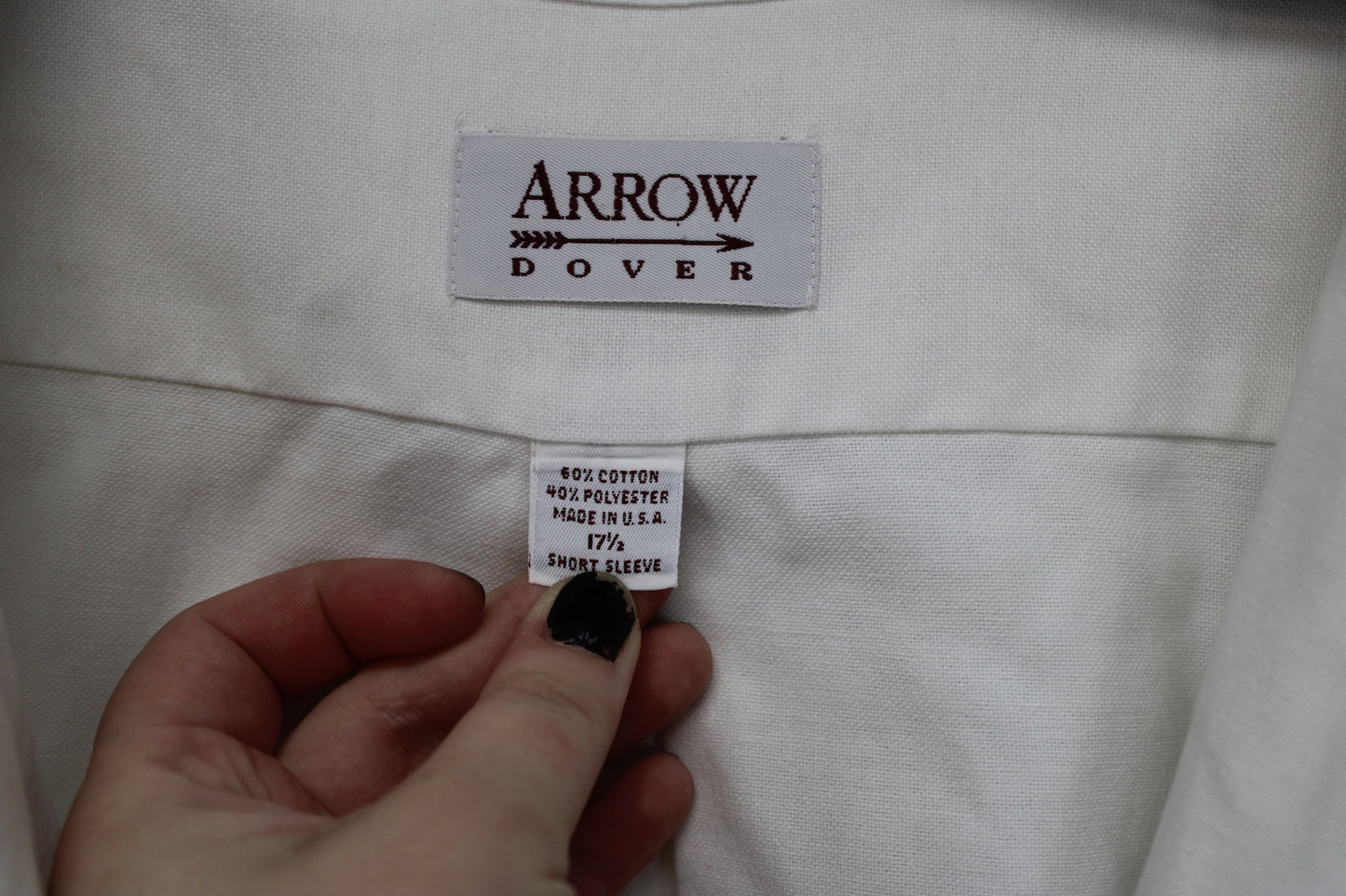 Arrow Dover Short Sleeve Button Up Shirt, White, Men’s 17 1/2