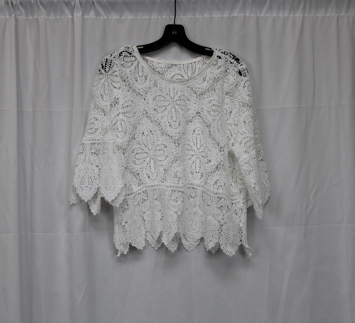 Floral Lace Top, White, Women’s M