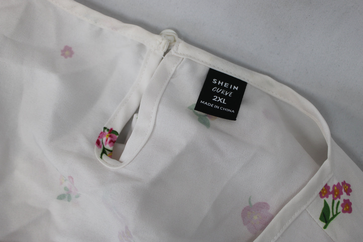 SHIEN Floral Blouse, White/Pink, Woemn’s XXL
