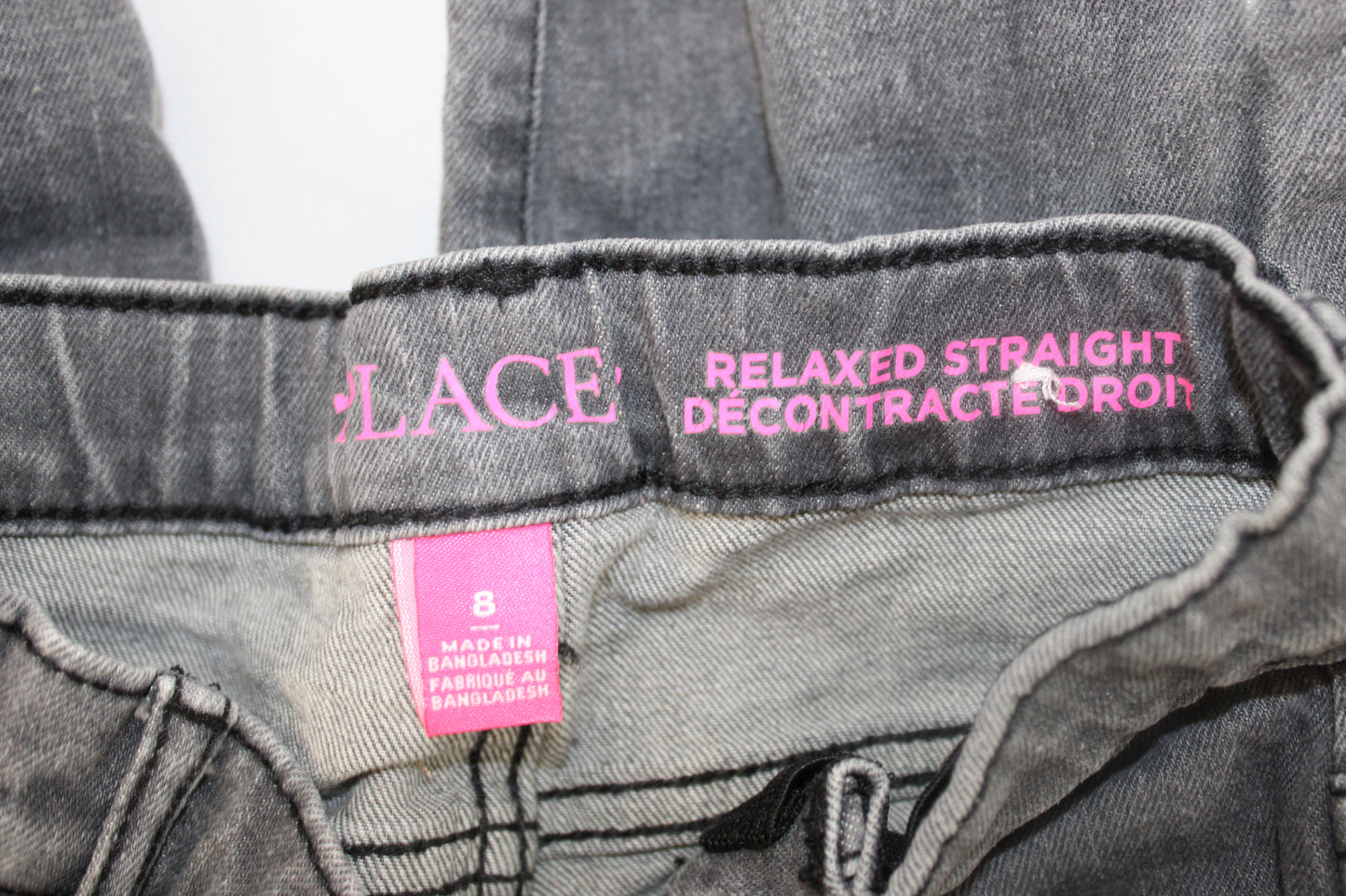 PLACE Straight Leg Sequin Jeans, Gray, Girls 8