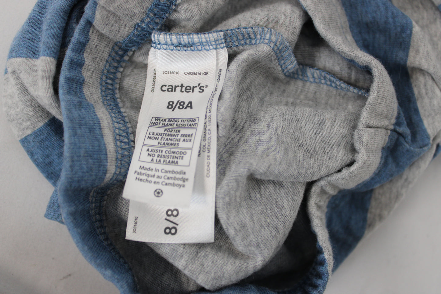 Carter’s Stripped Pj Pants, Blue/Gray, M (8)