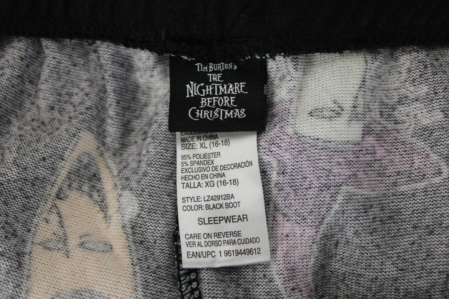 The Nightmare Before Christmas Print Pajama Pants, Black, Women’s XL