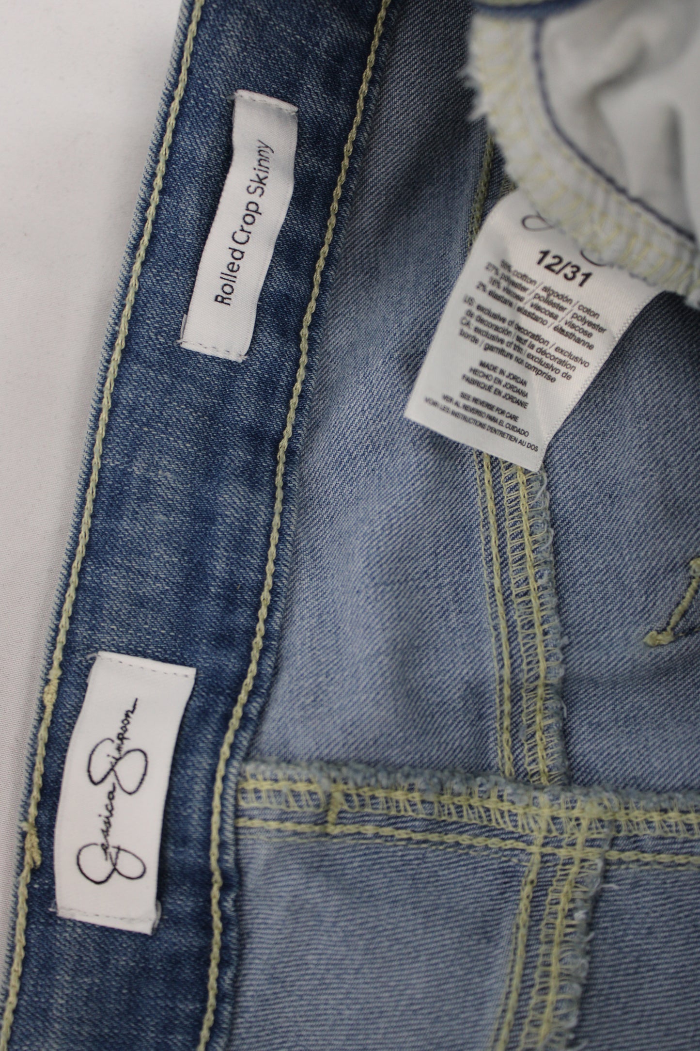 Jessica Simpson Rolled Cropped Skinny Jeans, Lightwash, Women’s 12/31