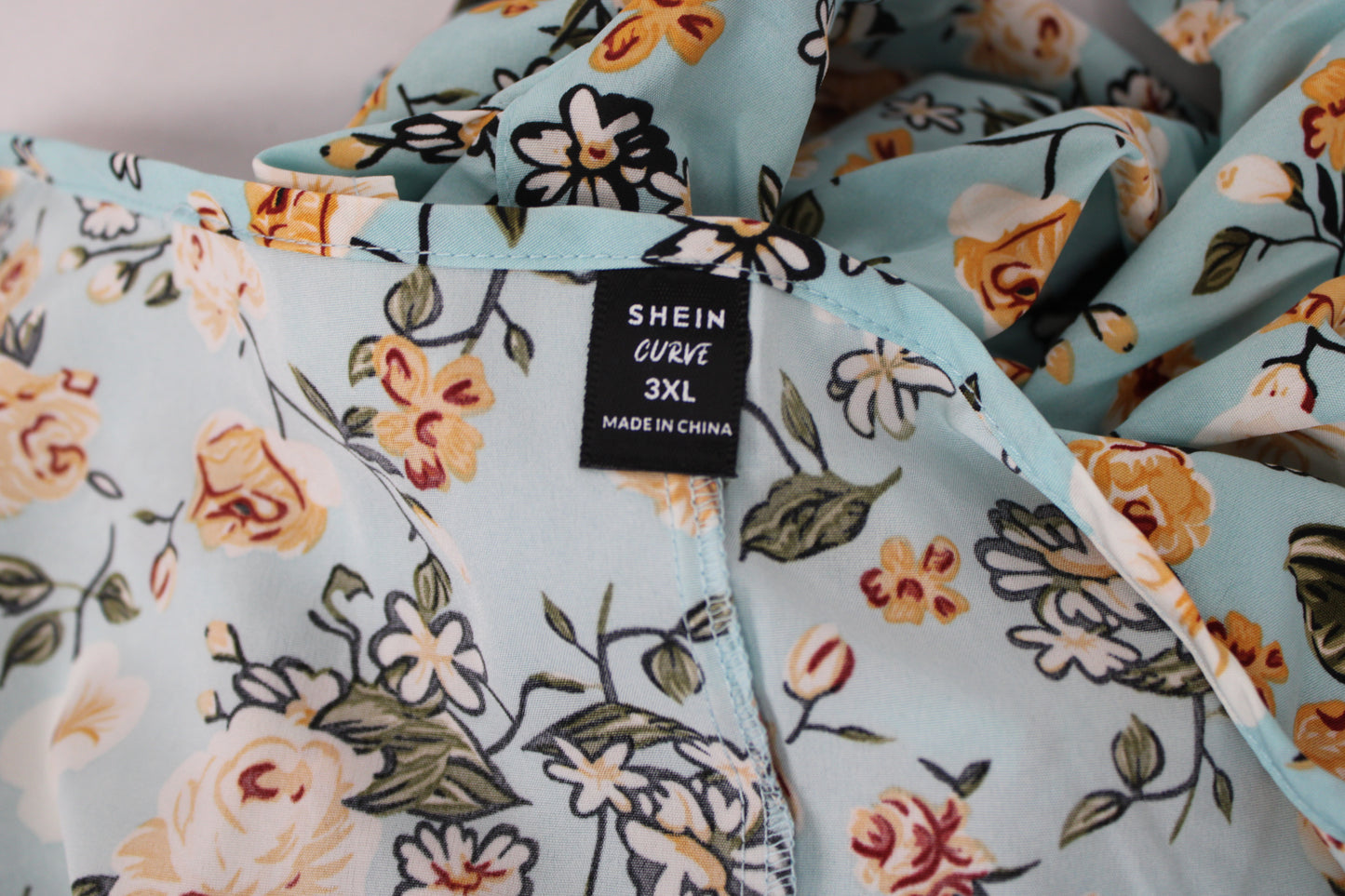 SHIEN Curve Short Sleeve Floral Dress, Blue, Women’s XXXL