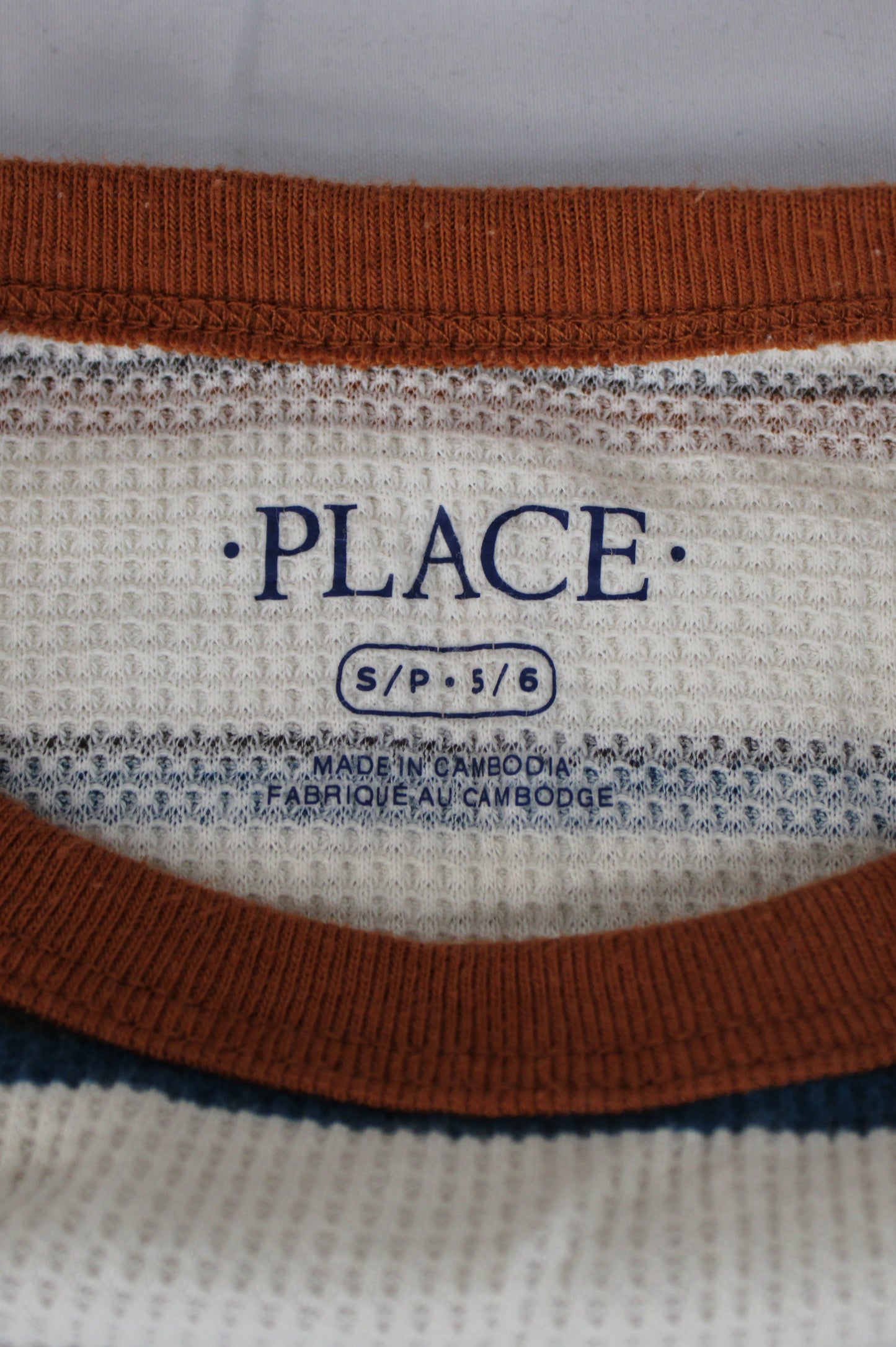 PLACE Long Sleeve Striped Shirt, White, Boys S