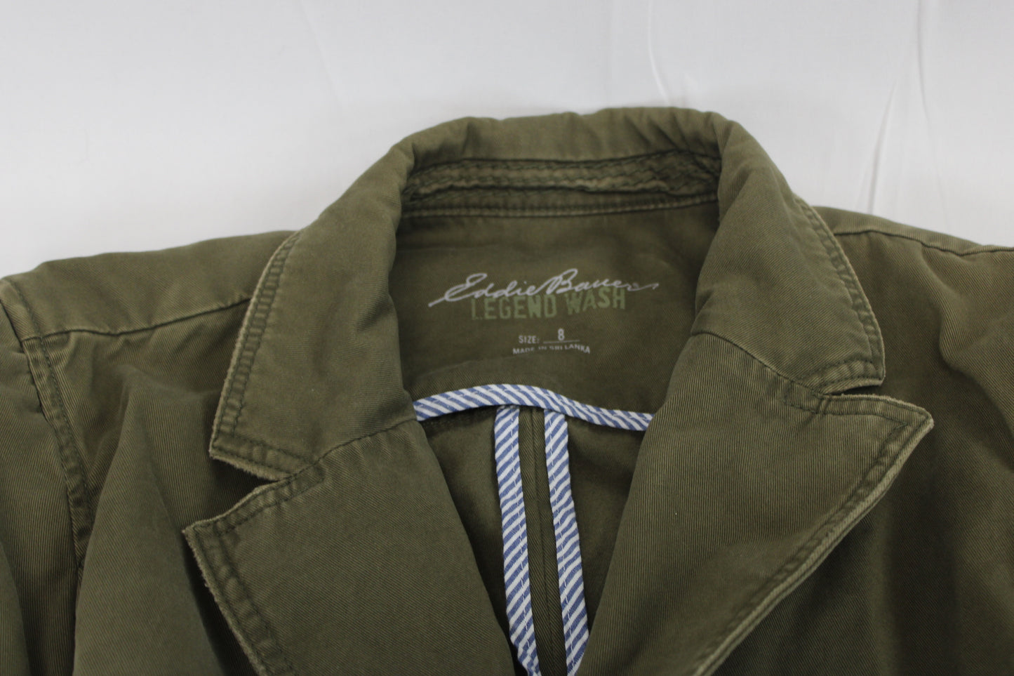 Eddie Bauer 2 pocket denim jacket, olive, Women's 8