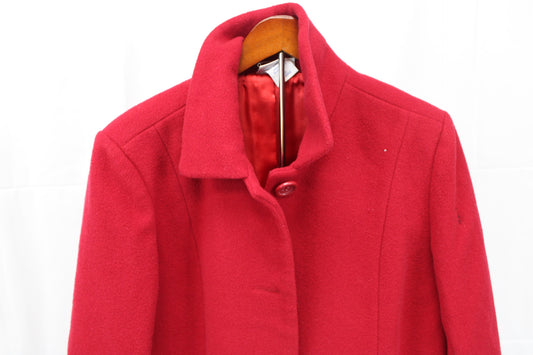 Blair lined 3 button wool trench coat, red, Women's M
