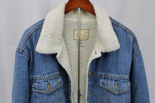 Faded Glory wool lined classic denim jacket, Men's L