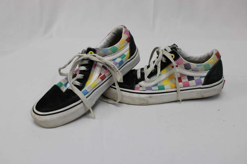 Vans classic low sneaker rainbow checkered, Women's 7