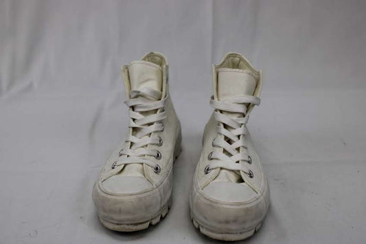 Sincerely Jules Vespa chunky sole boot, white canvas, Women's 7
