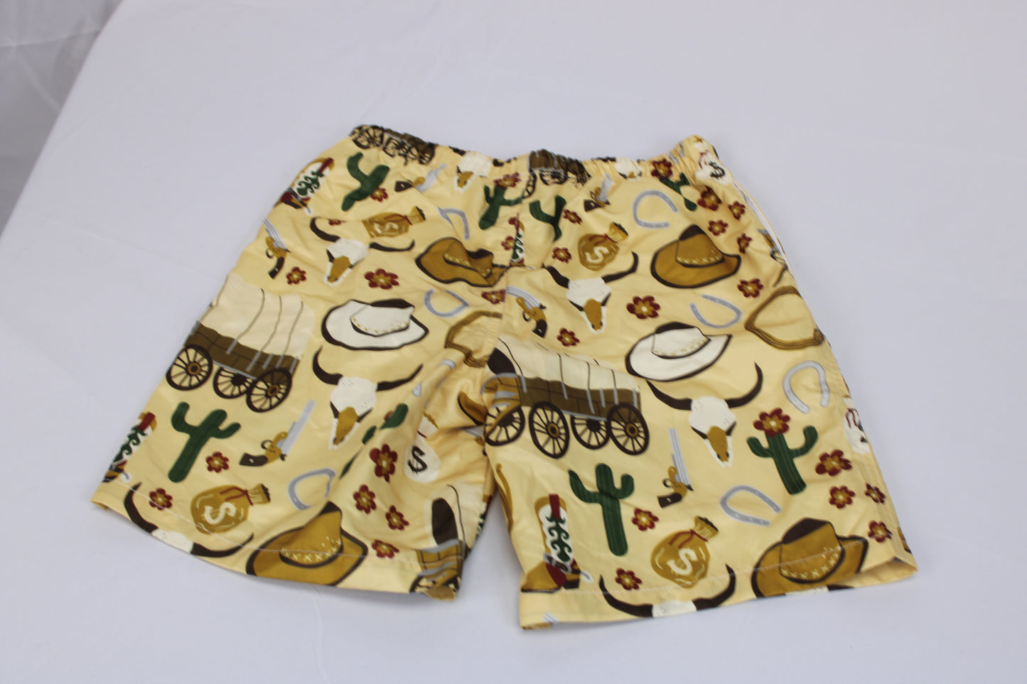 Cowboy themed board shorts with mesh liner, Boy's XL