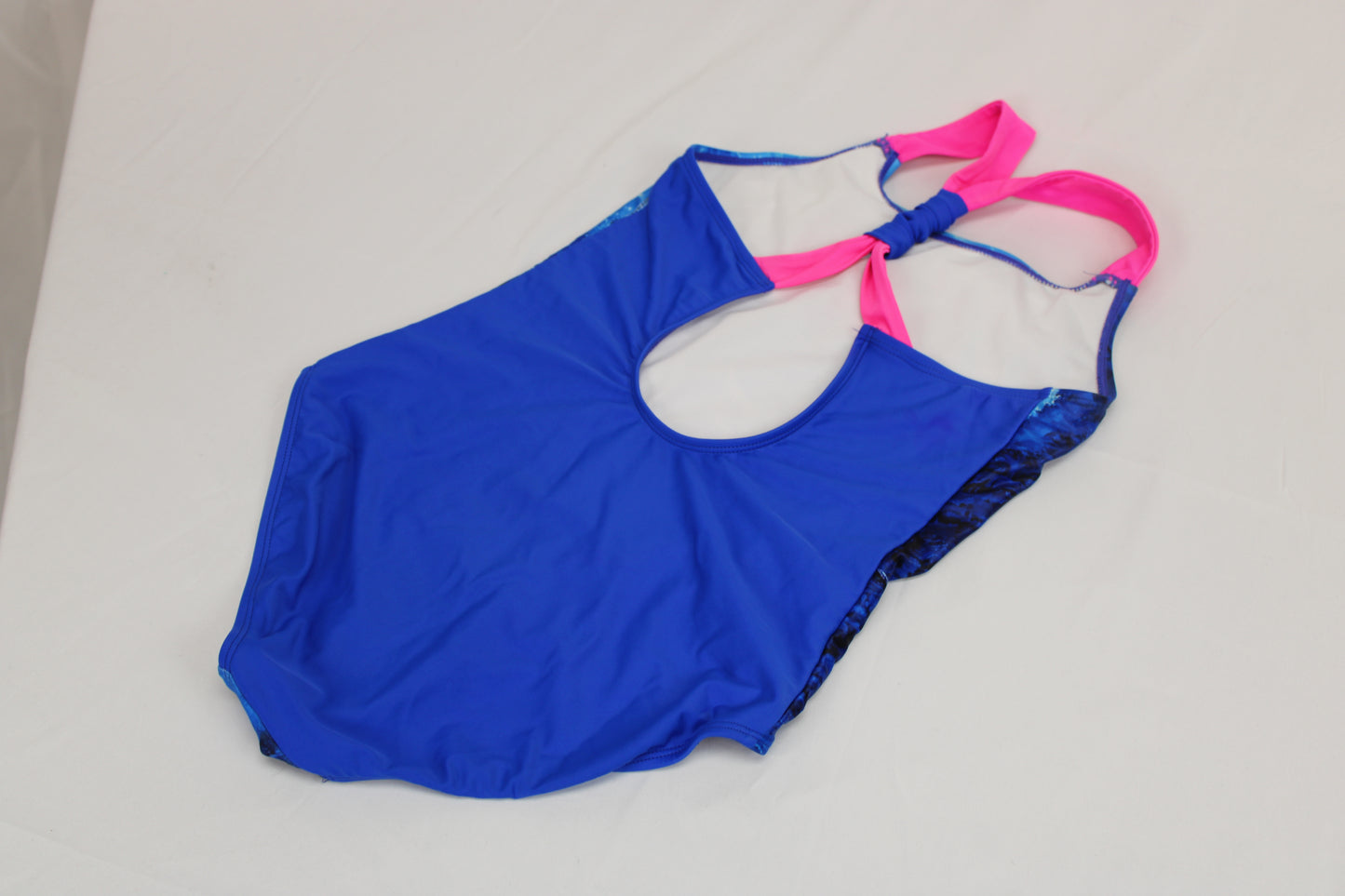 One piece blue whale print swimsuit, Girl's 10/12