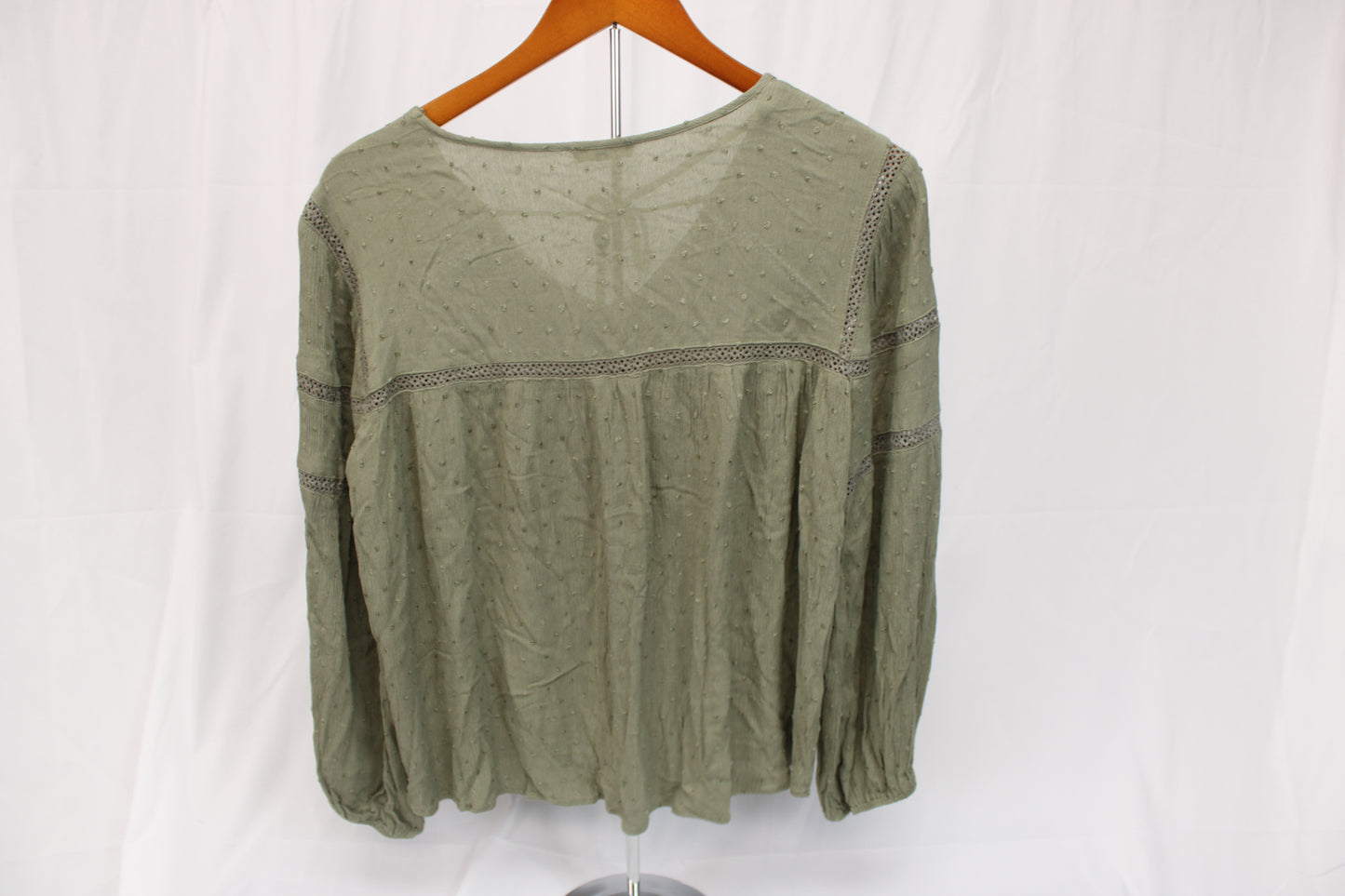 Easel long sleeve v-neck blouse, olive, Women's L