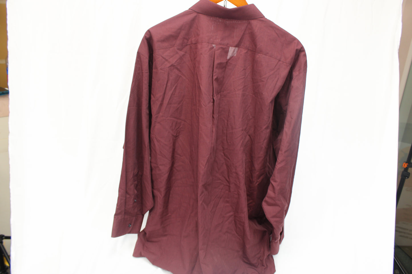 Stafford maroon long sleeve button down dress shirt, Men's 19-19.5