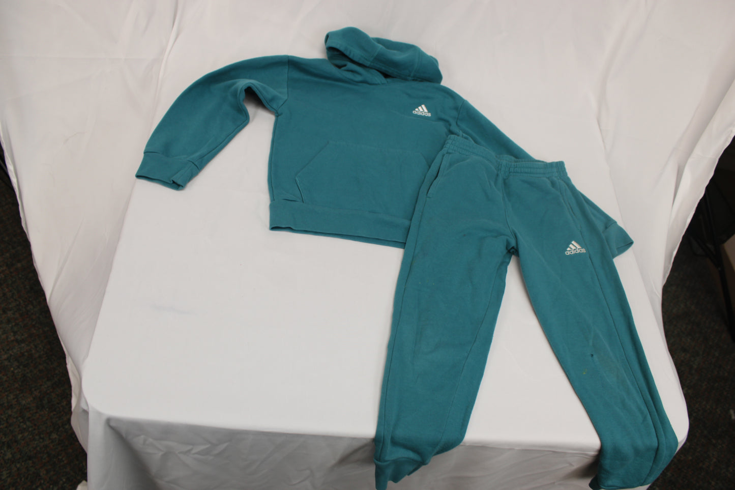 Adidas fleece lined teal jogging suit, Girl's 6
