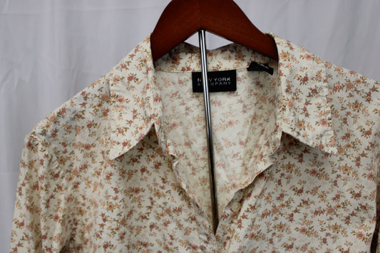 New York & Company floral button down blouse, Women's L