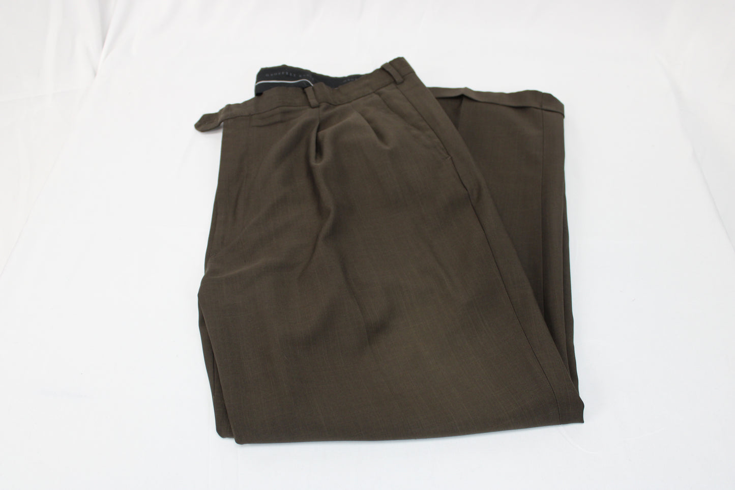 Geoffrey Beene polyester pleated dress pant, Brown, Men's 42x30