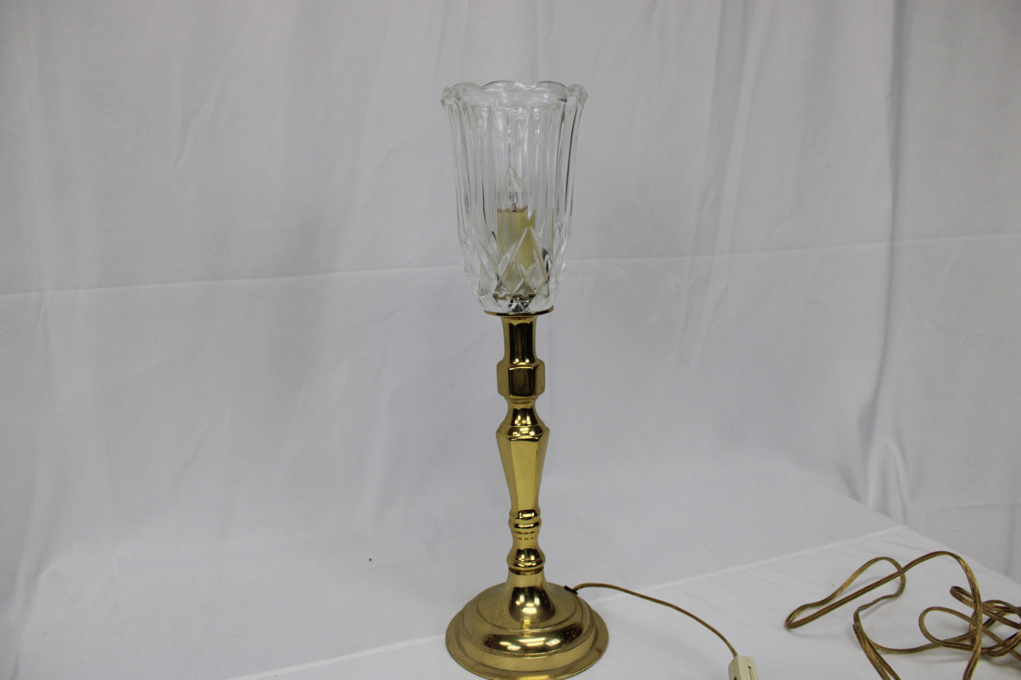 Vintage brass base table lamp with Leviton electrical switch