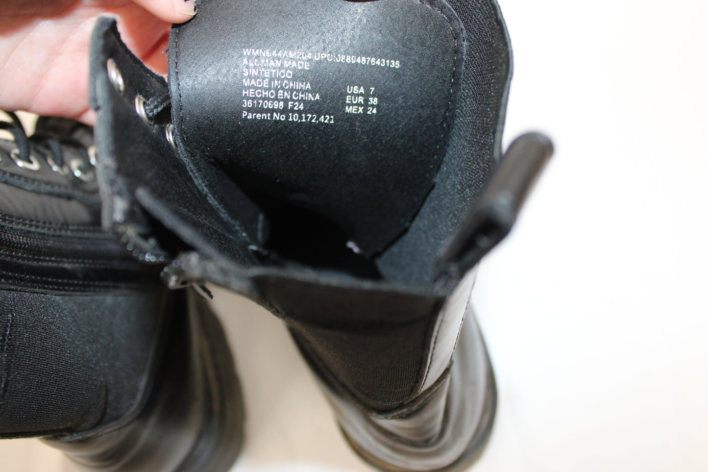 No Boundaries zip enclosure synthetic leather combat boot, blk, Women's 7