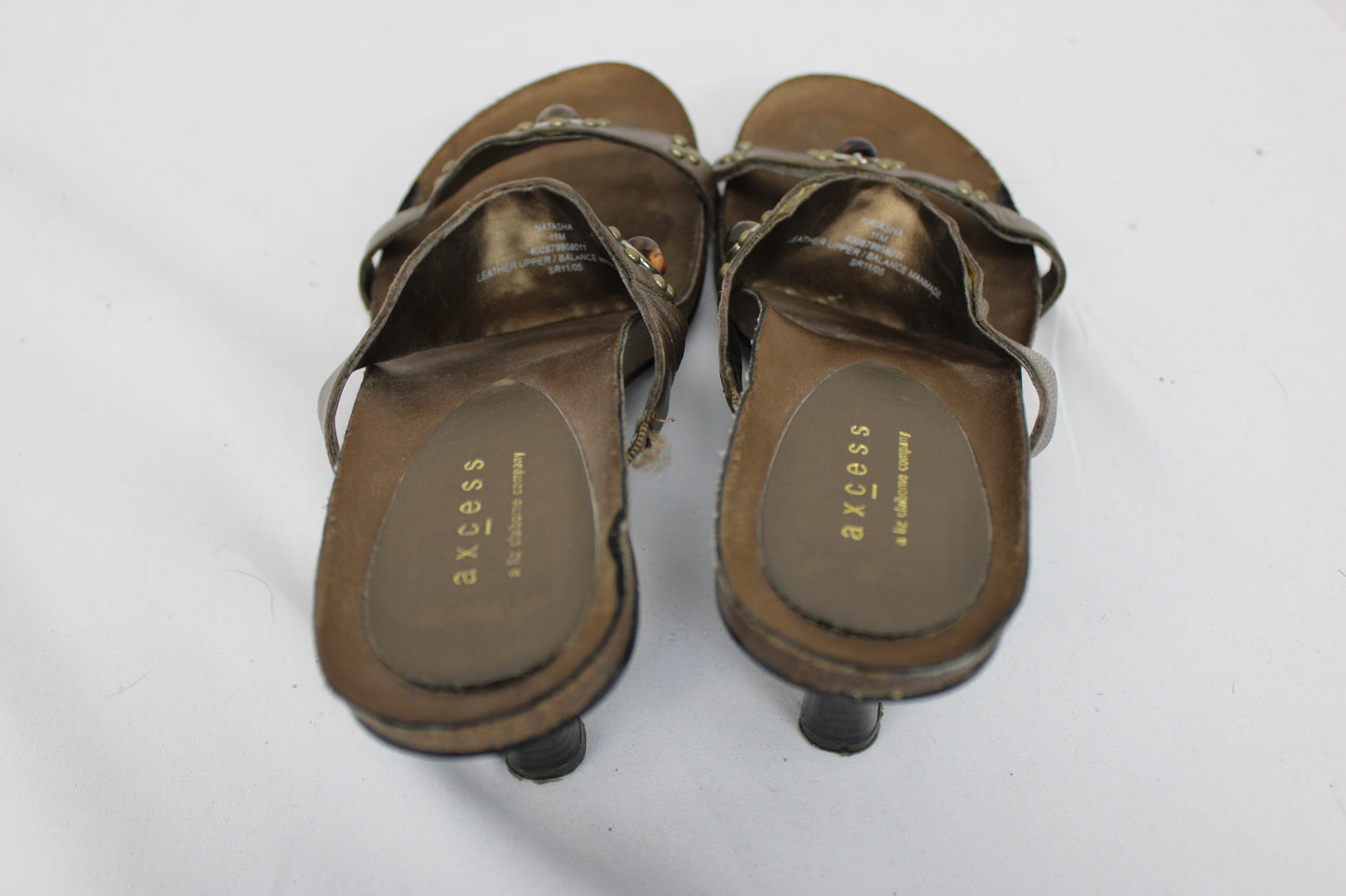 Axcess full grain leather cork midsole, heeled sandal, bronze, Women's 11