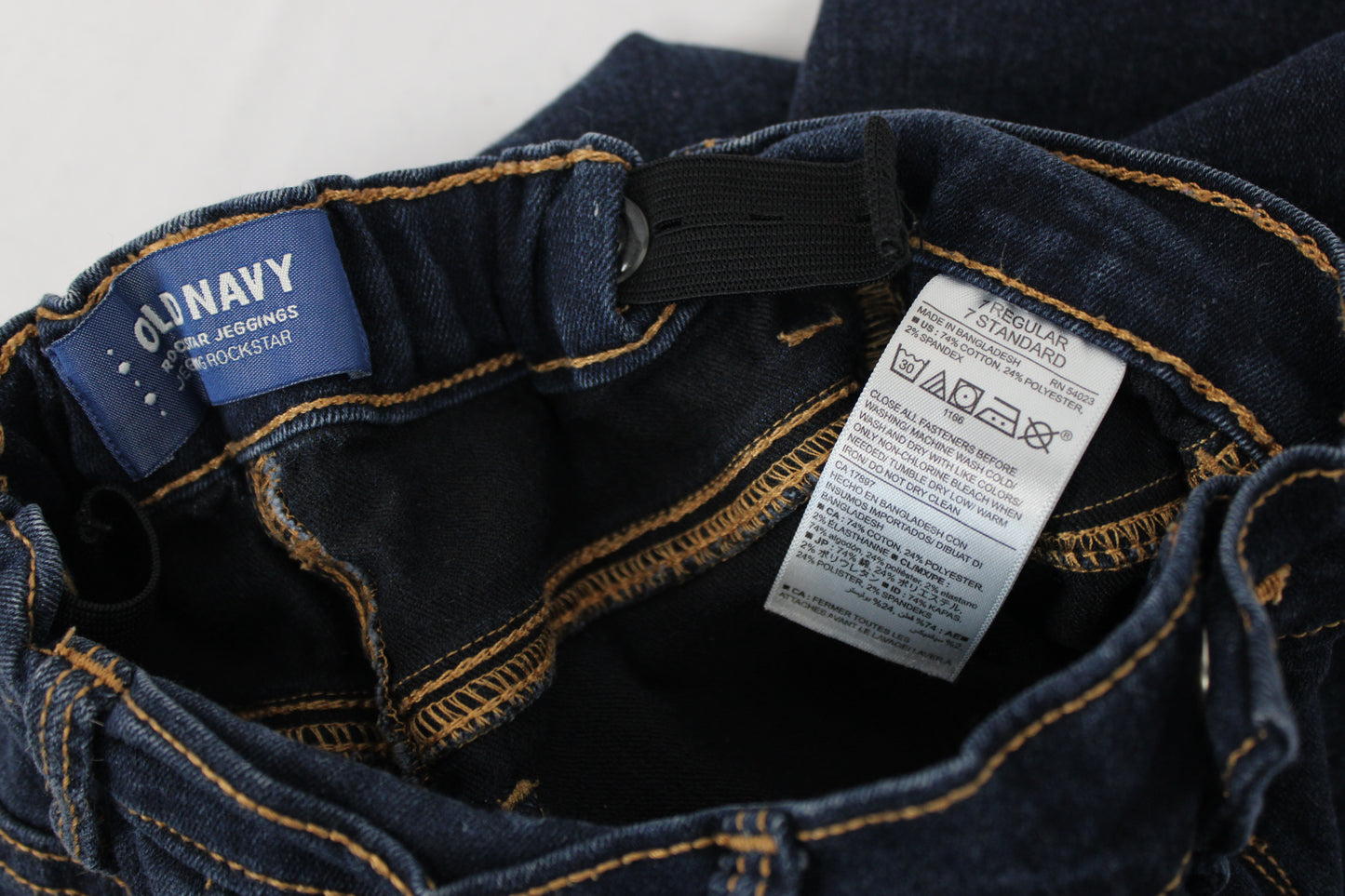 Old Navy elastic waist Rockstar Jeggings, dark wash, Girl's 7