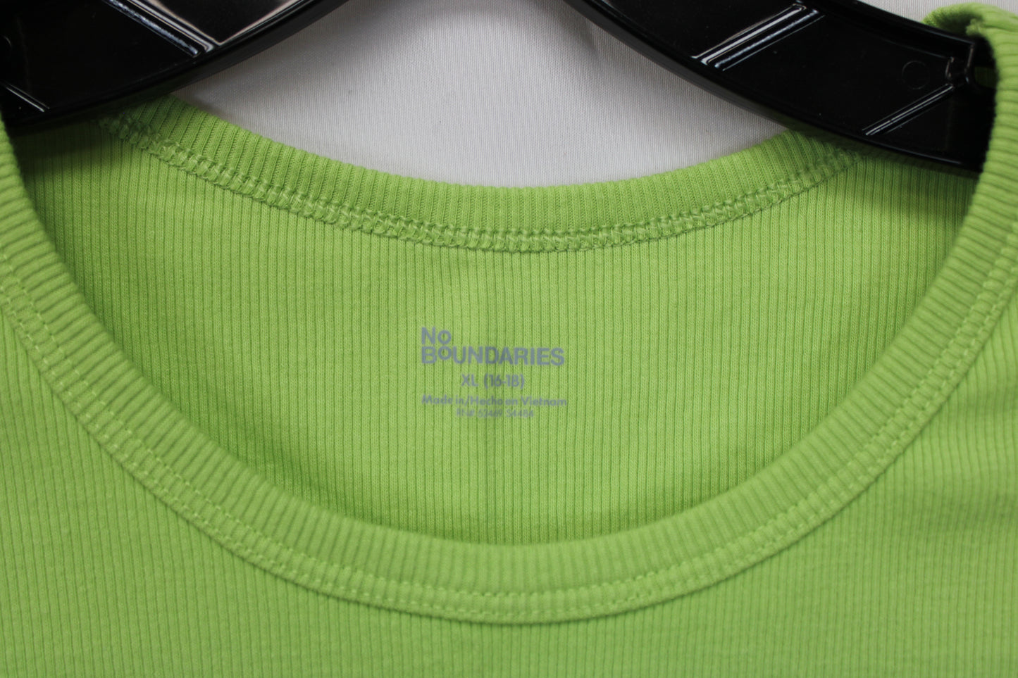 No Boundaries ribbed cotton tank top, lime green, Women's XL