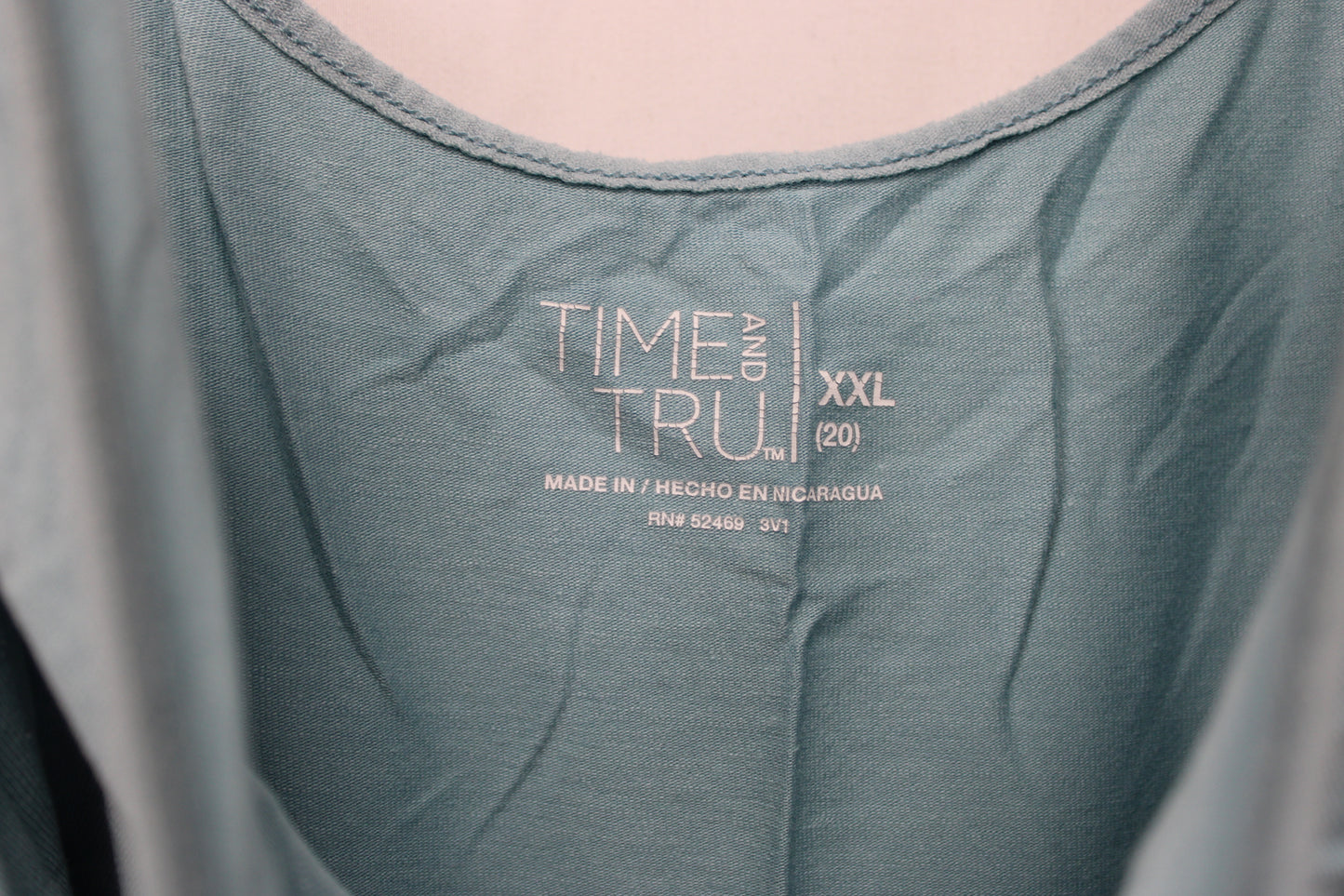 Time & Tru classic cotton cami, light blue, Women's XXL
