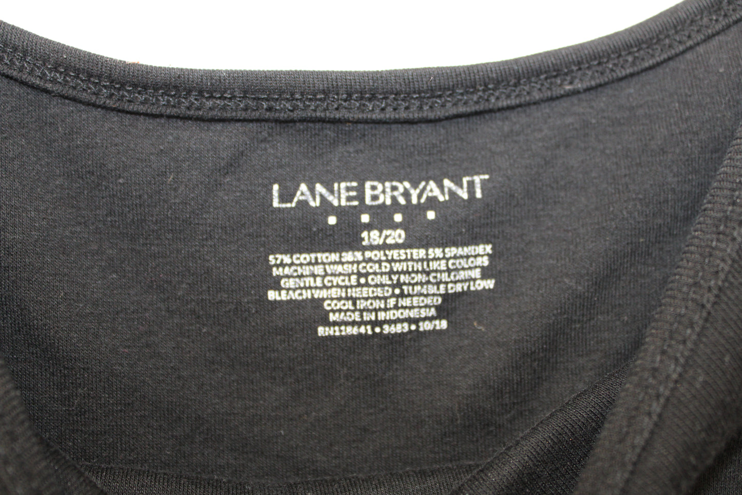 Lane Bryant long sleeve cotton blouse, blk, Women's 18/20