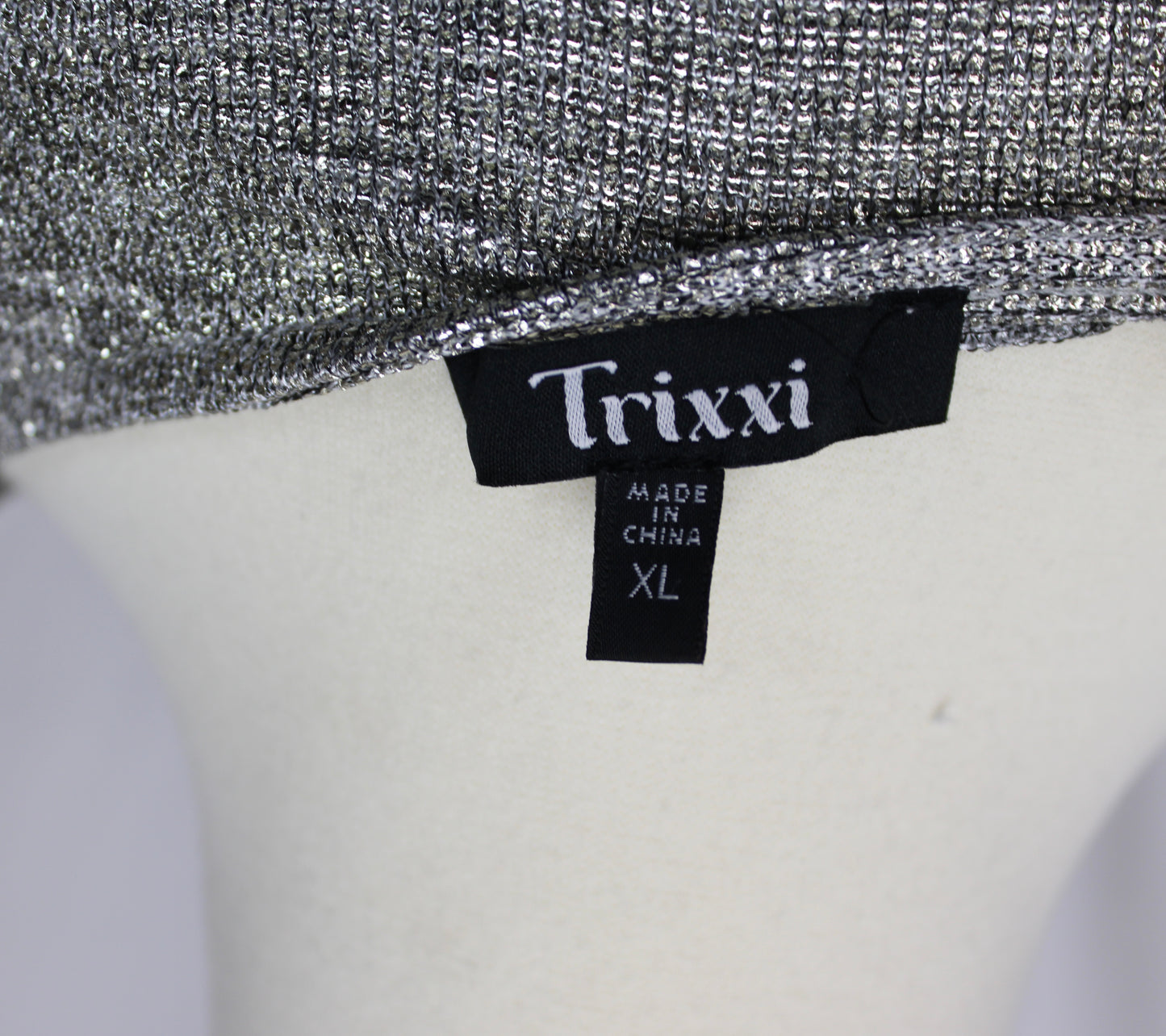 Trixxi long sleeve plunging v-neck midi dress, silver, Women's XL
